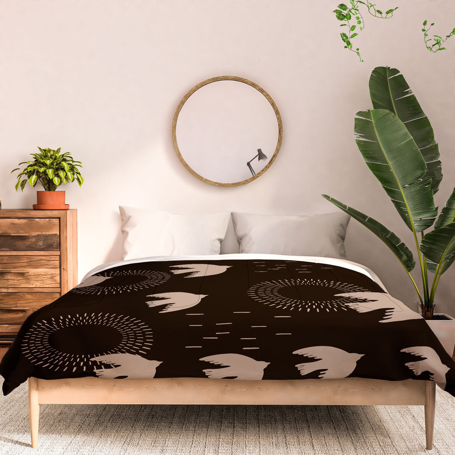 Viviana Gonzalez Espresso caramel Boho birds Comforter