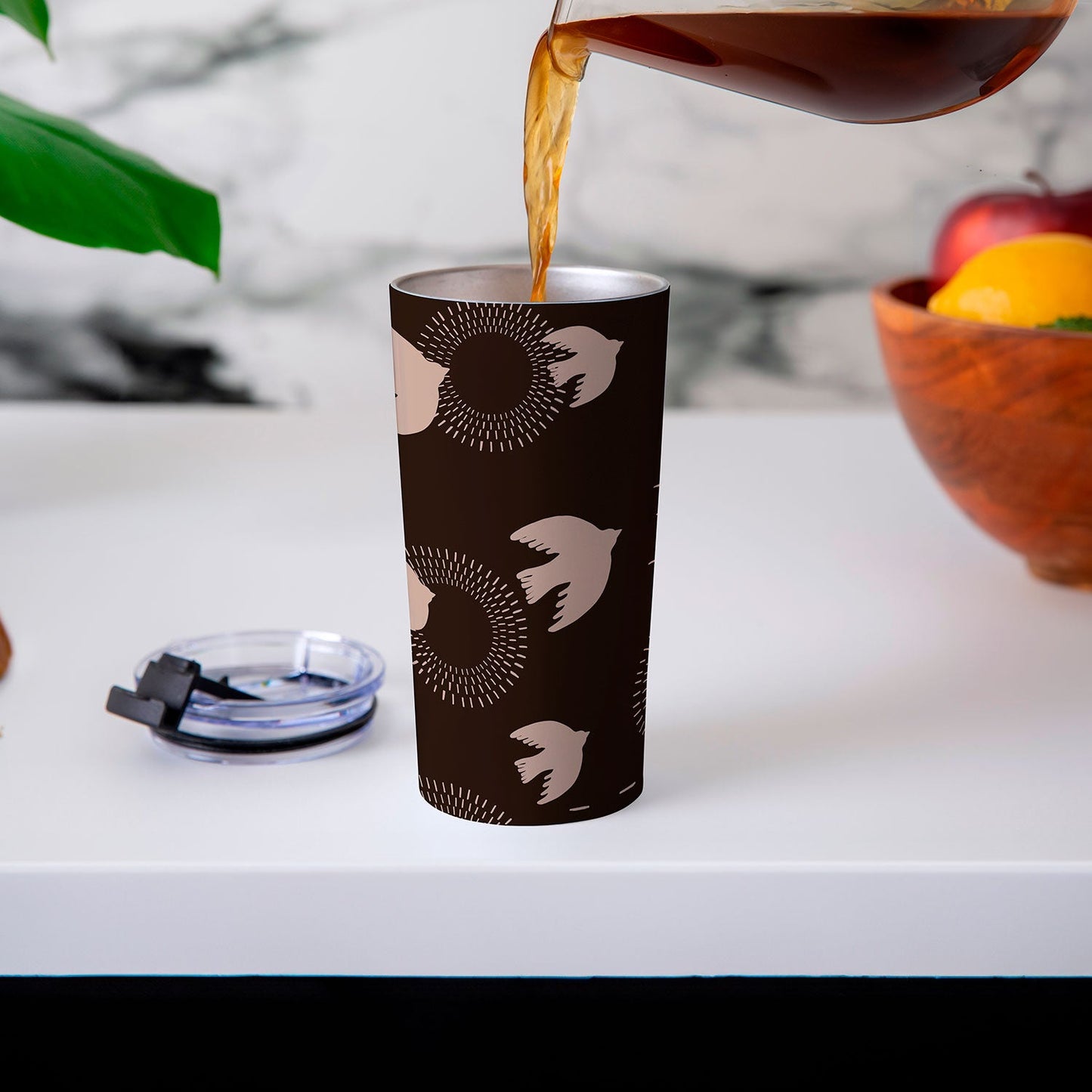 Viviana Gonzalez Espresso caramel Boho birds Travel Mug