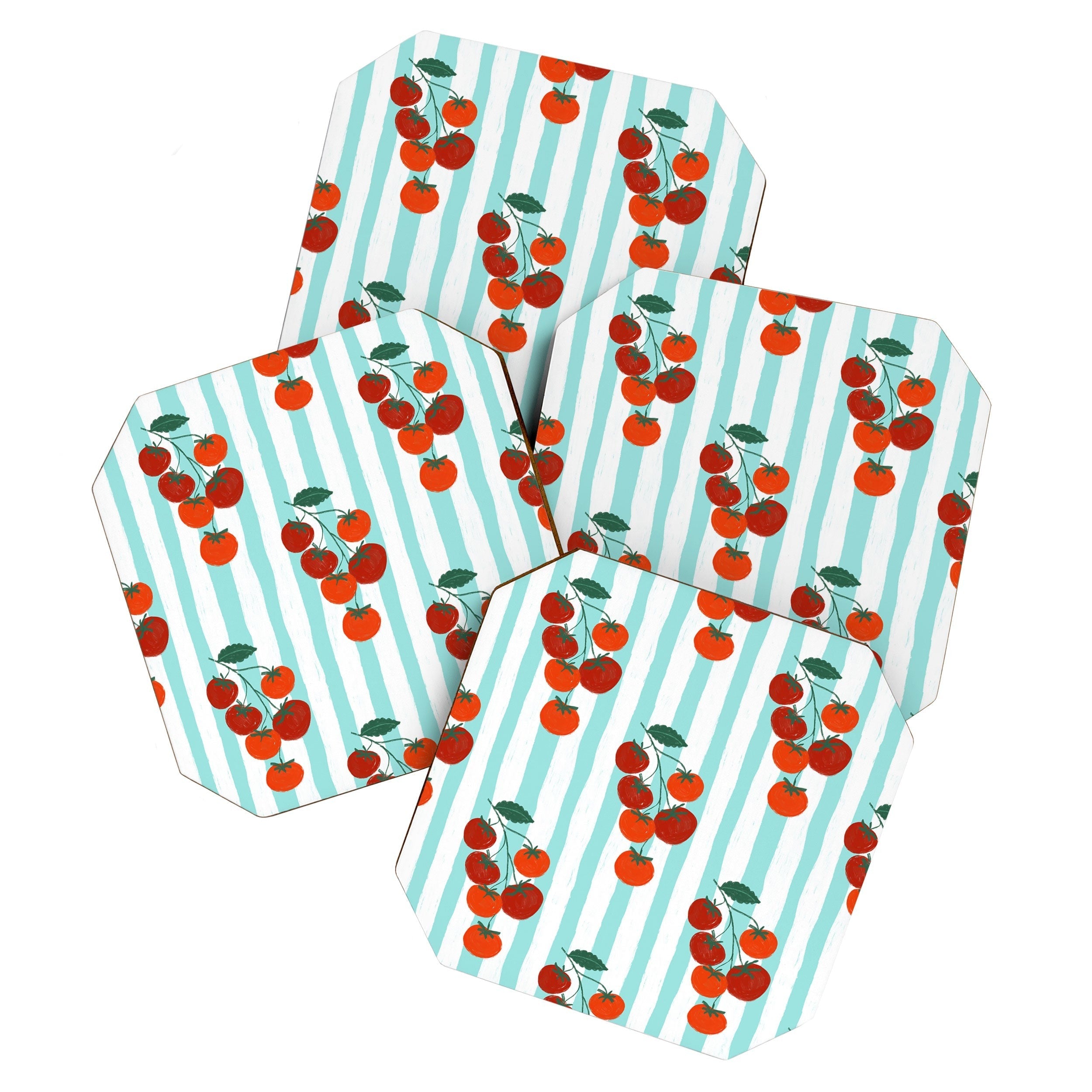 Design by Spark Zesty Tomatoes and Stripes Coaster Set