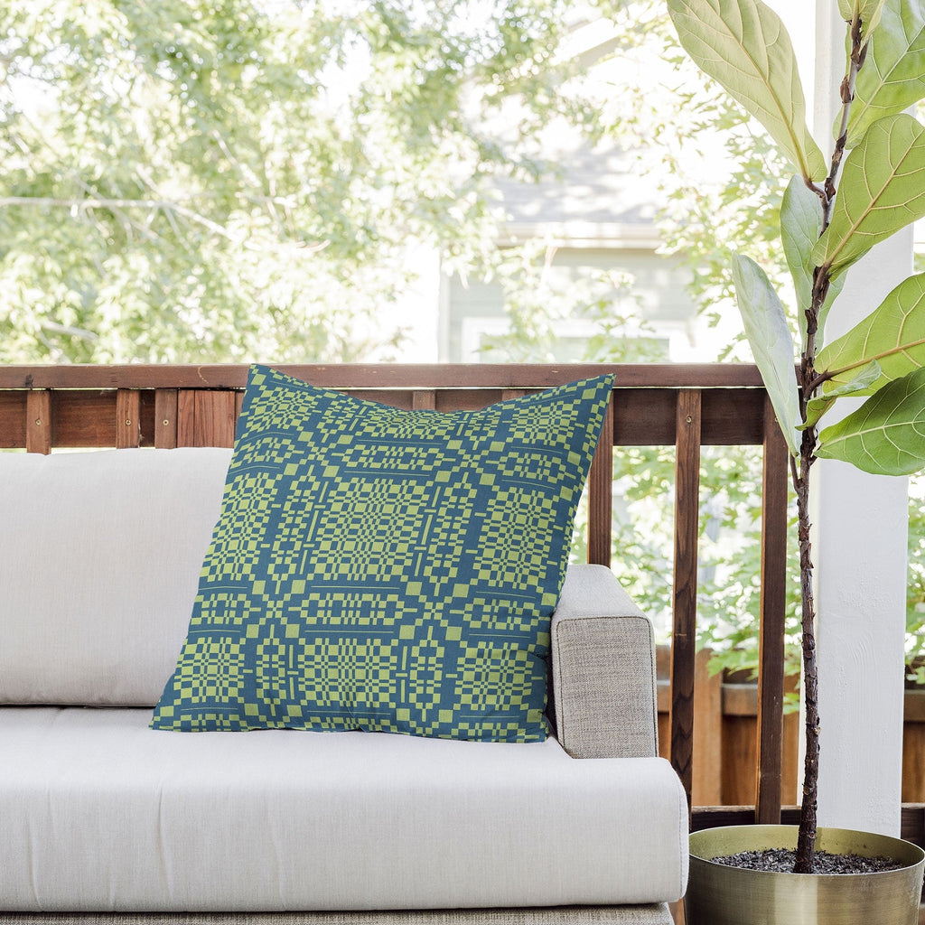 Marta Barragan Camarasa Nostalgic Grid Design Outdoor Throw Pillow