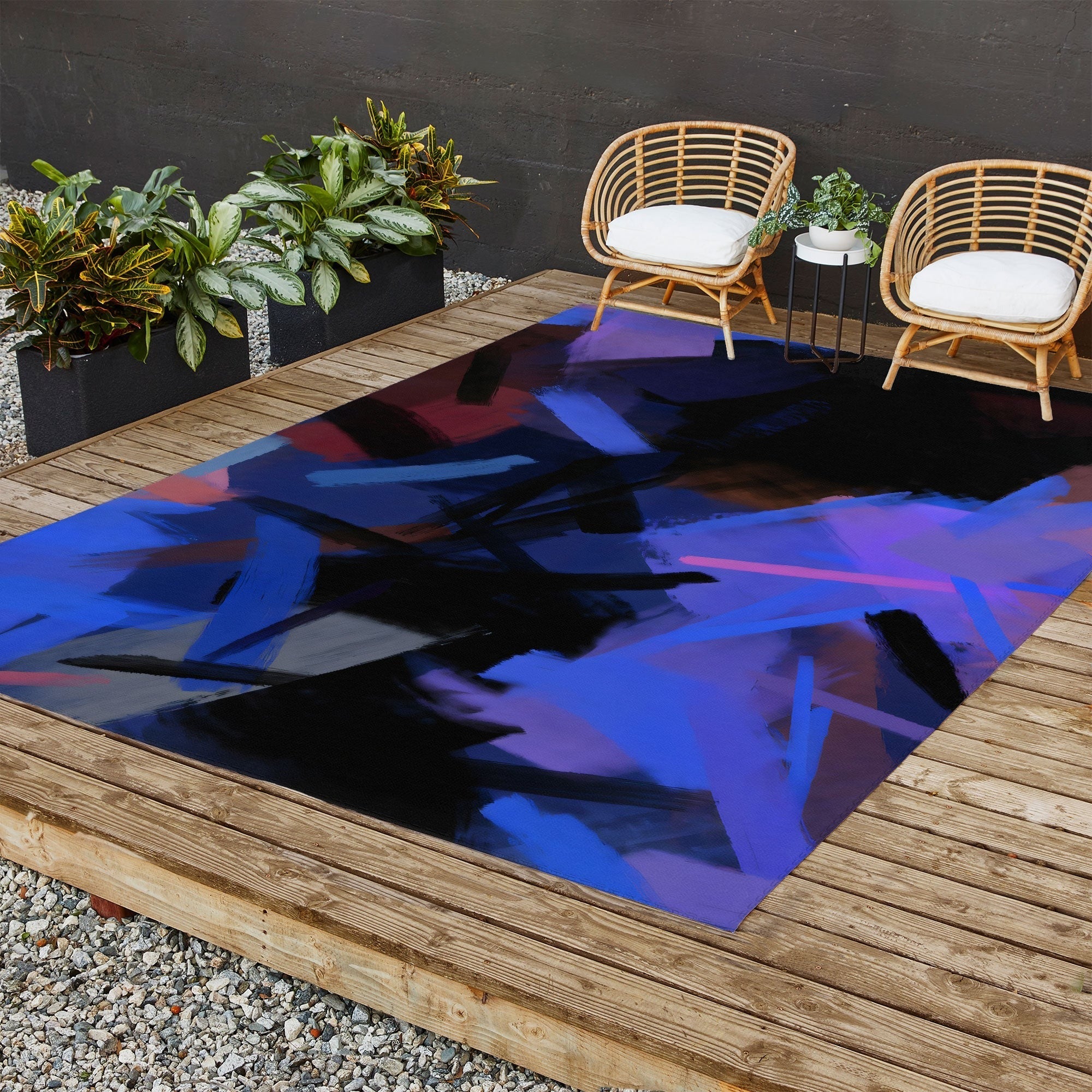 83 Oranges Midnight Sparks Outdoor Rug