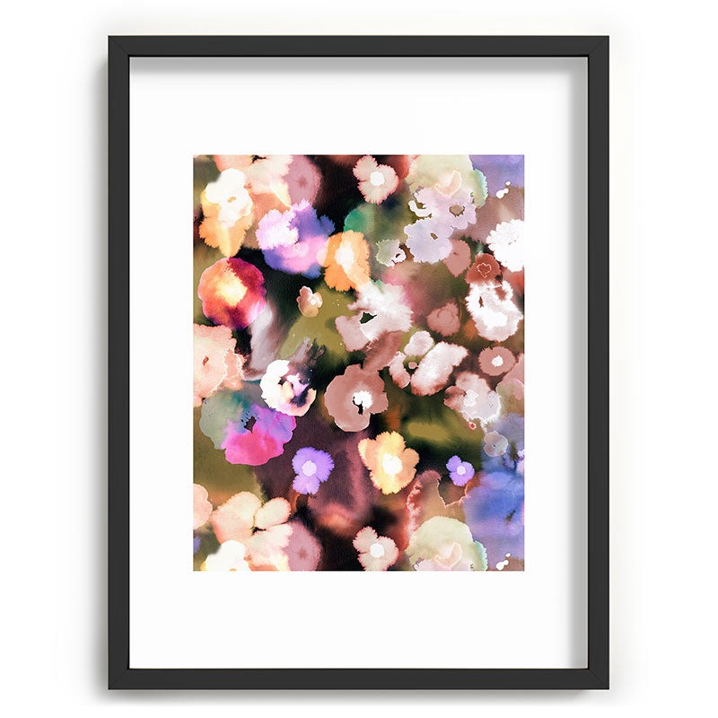Ninola Design Botanic Retreat Ombre Abstract Watercolor Flowers Pink gold Recessed Framing Rectangle
