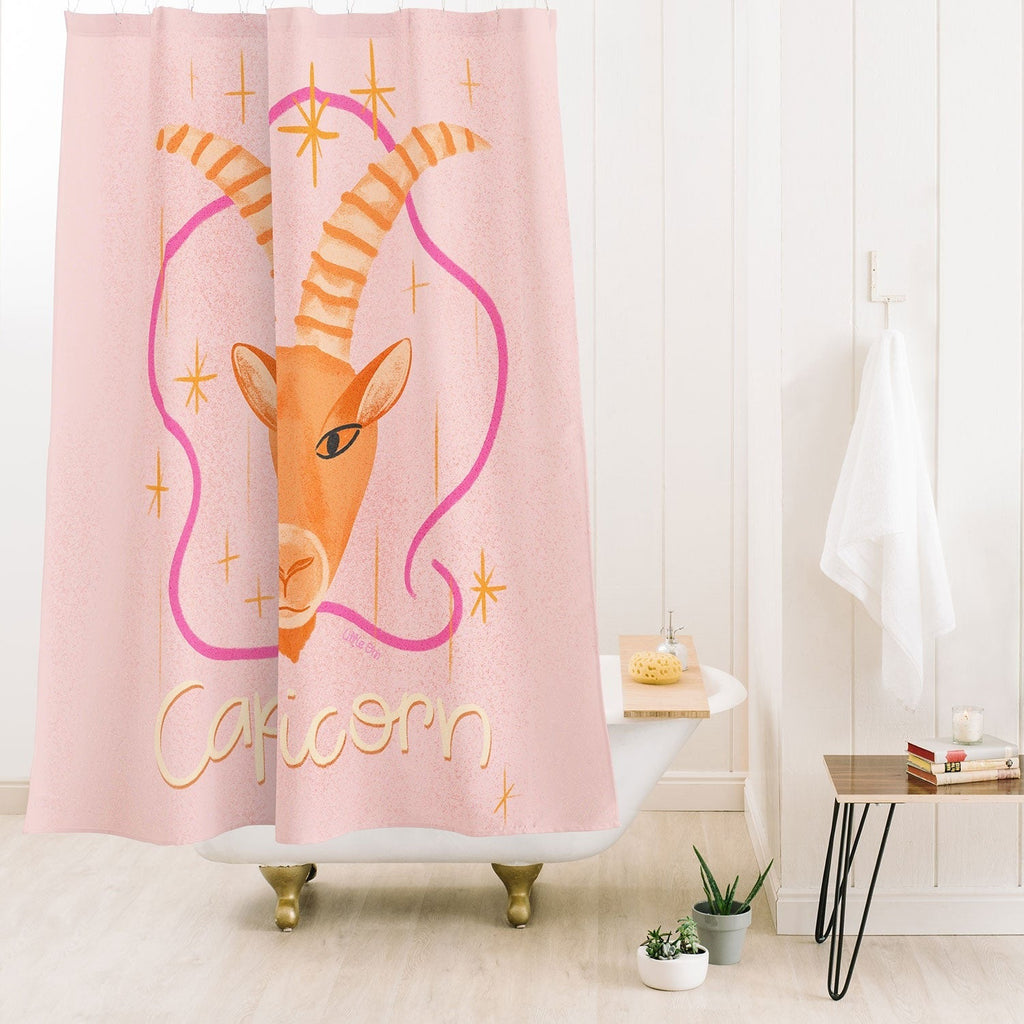 Little Om Zodiac Sign Capricorn Shower Curtain