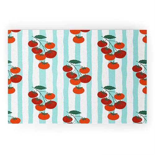 Design by Spark Zesty Tomatoes and Stripes Welcome Mat