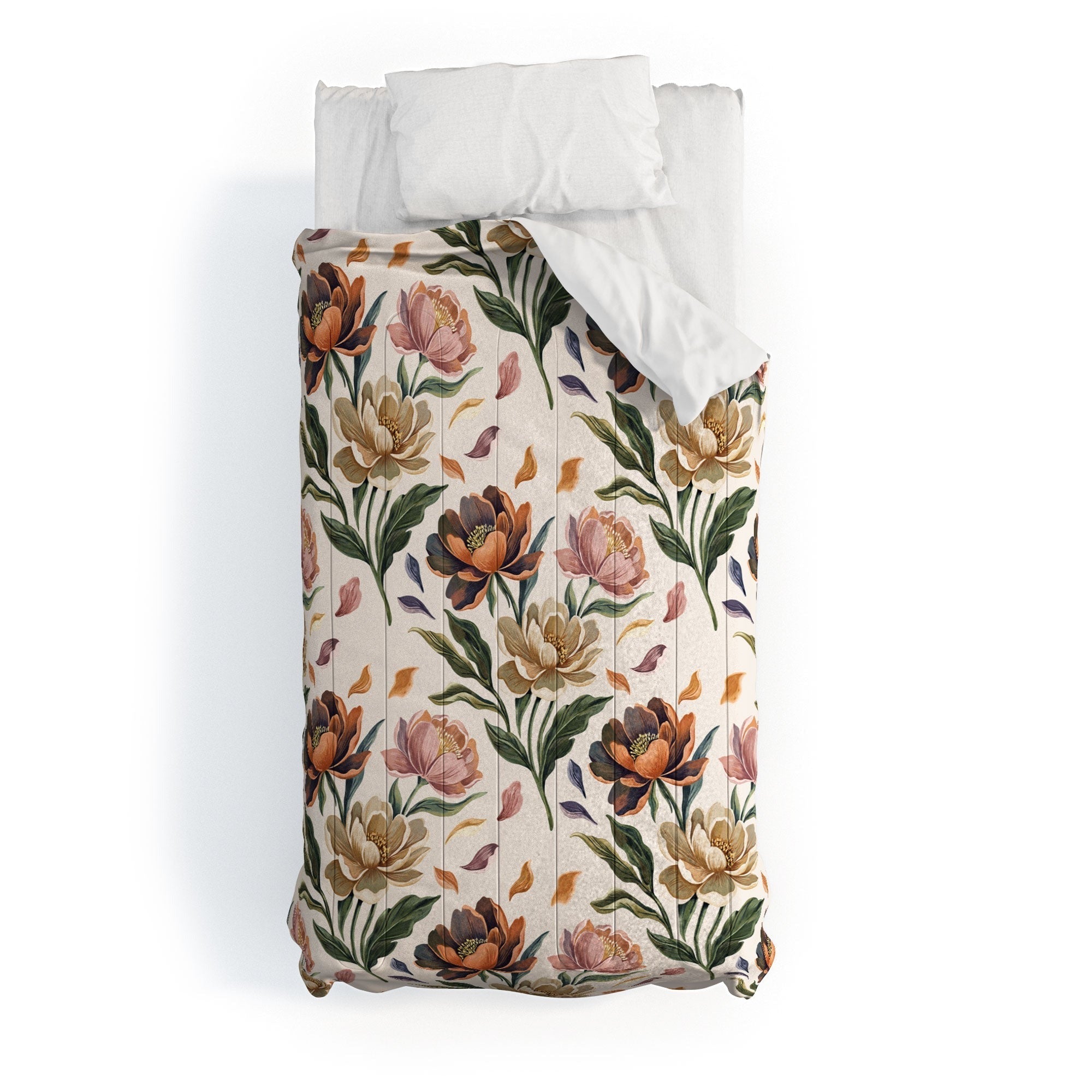 Marta Barragan Camarasa Hand Painted Peony Florals Comforter