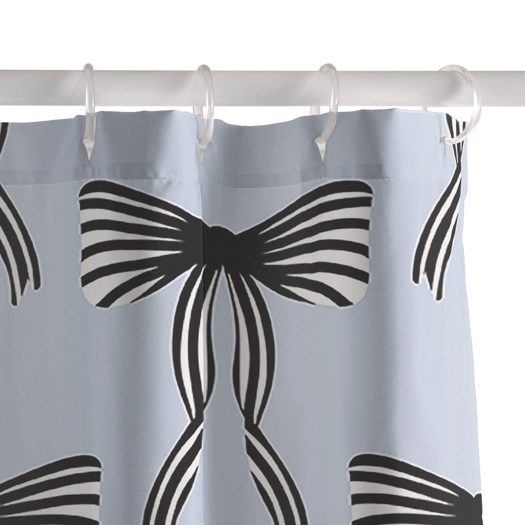 Design by Spark Black Striped Bows Shower Curtain