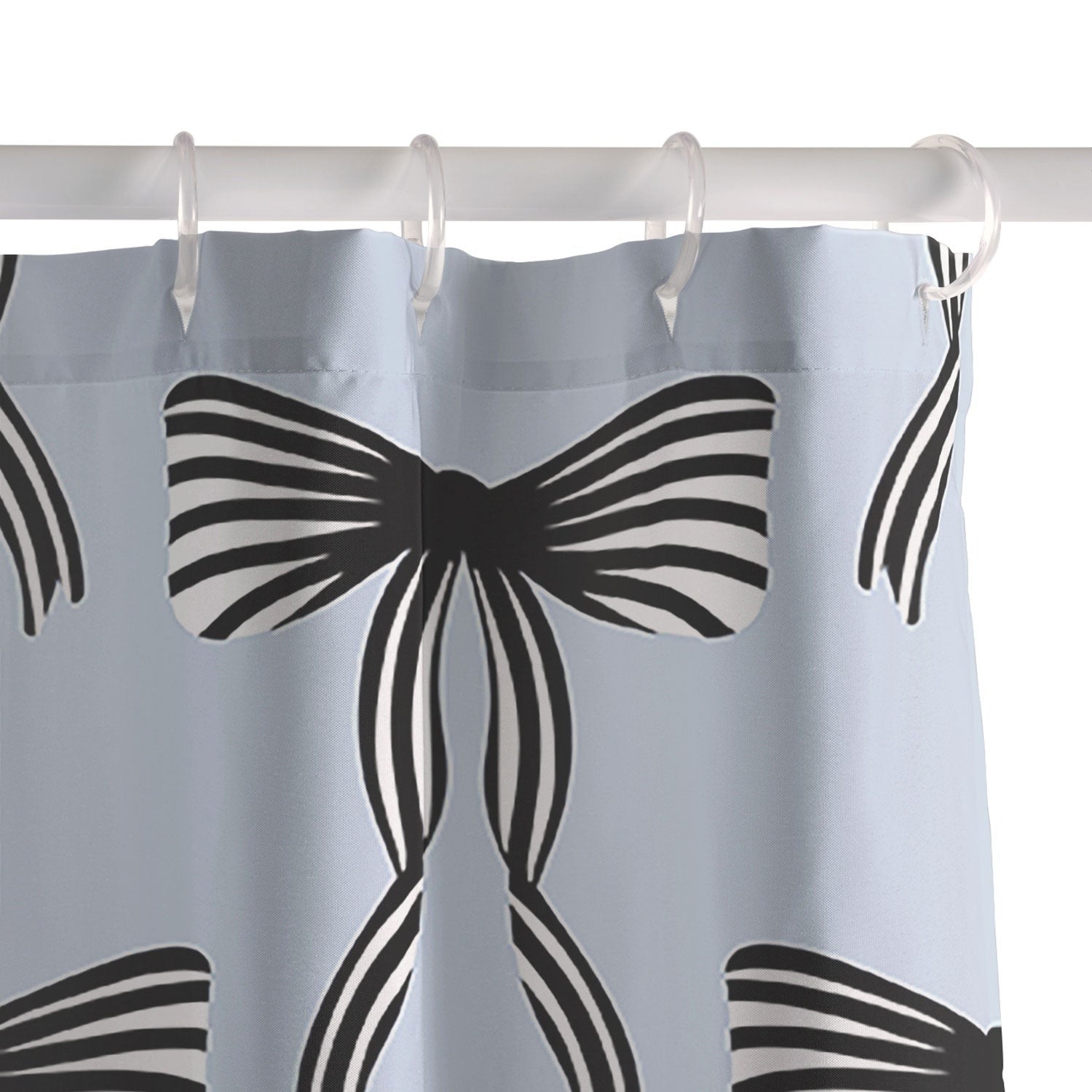 Design by Spark Black Striped Bows Shower Curtain