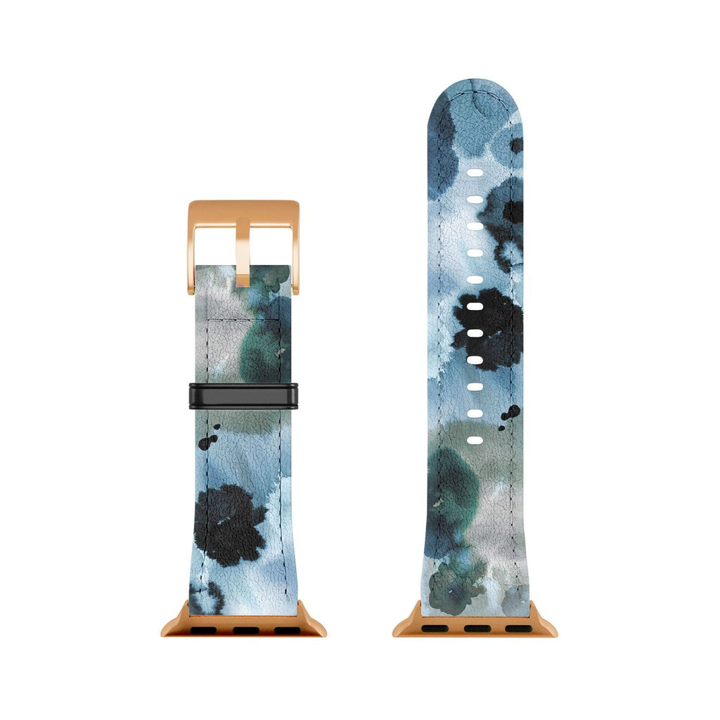 Ninola Design Botanic Retreat Ombre Abstract Watercolor Flowers Blue Navy Apple Watch Band