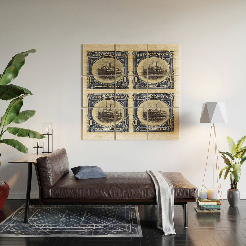 DENY Designs 1901 1c Fast Lake Navigation Stamps Wood Wall Mural