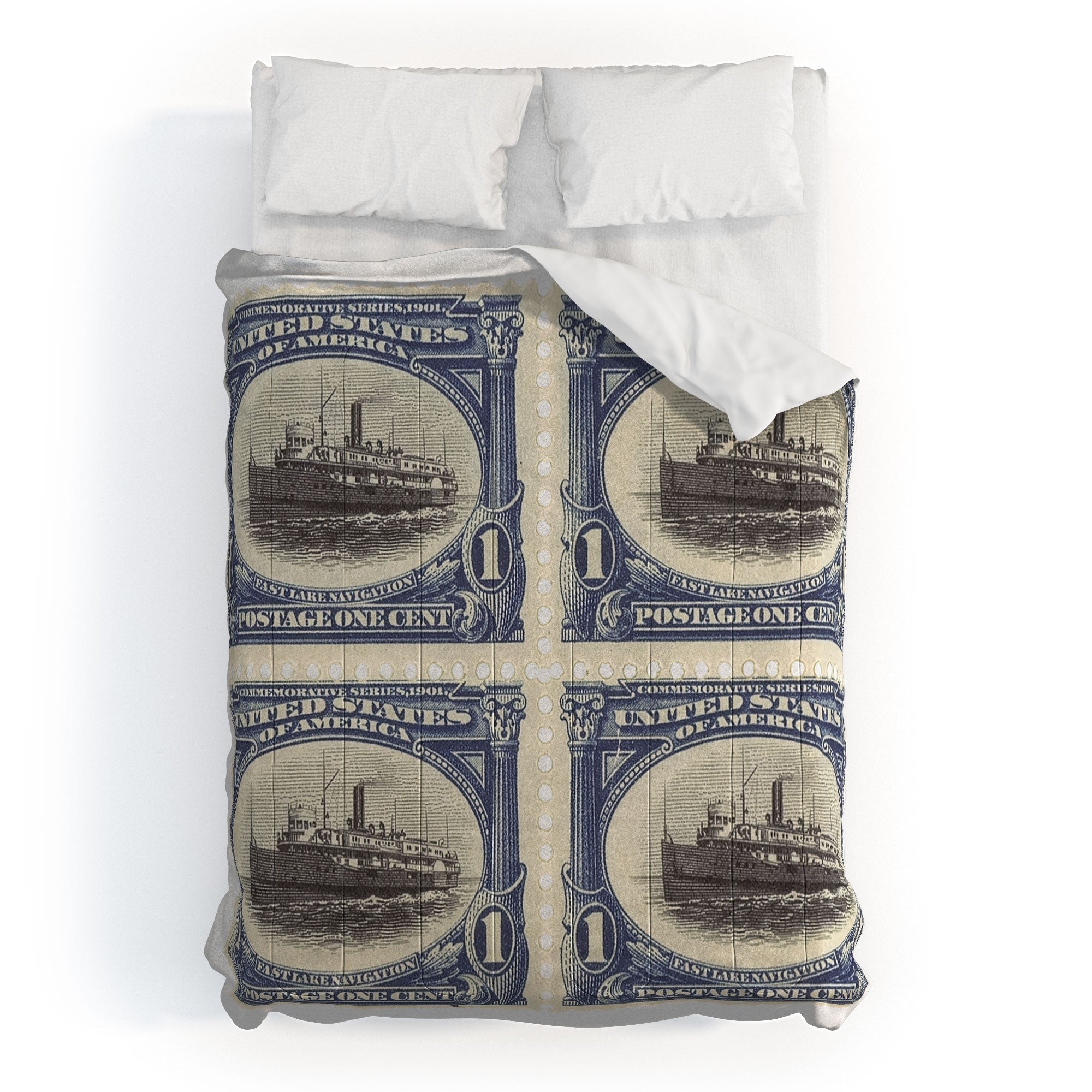 DENY Designs 1901 1c Fast Lake Navigation Stamps Comforter