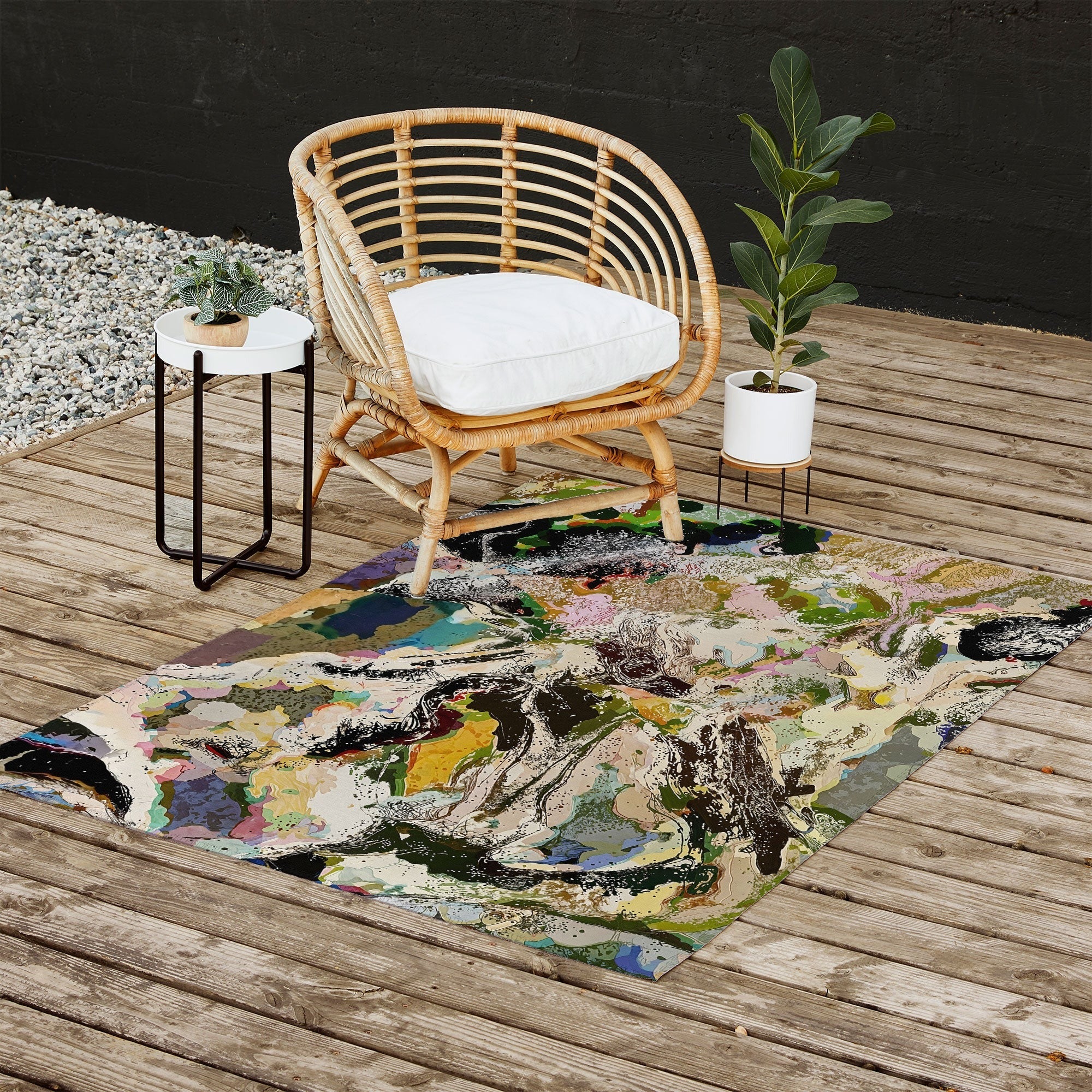 83 Oranges Echoes Beneath the Surface Outdoor Rug