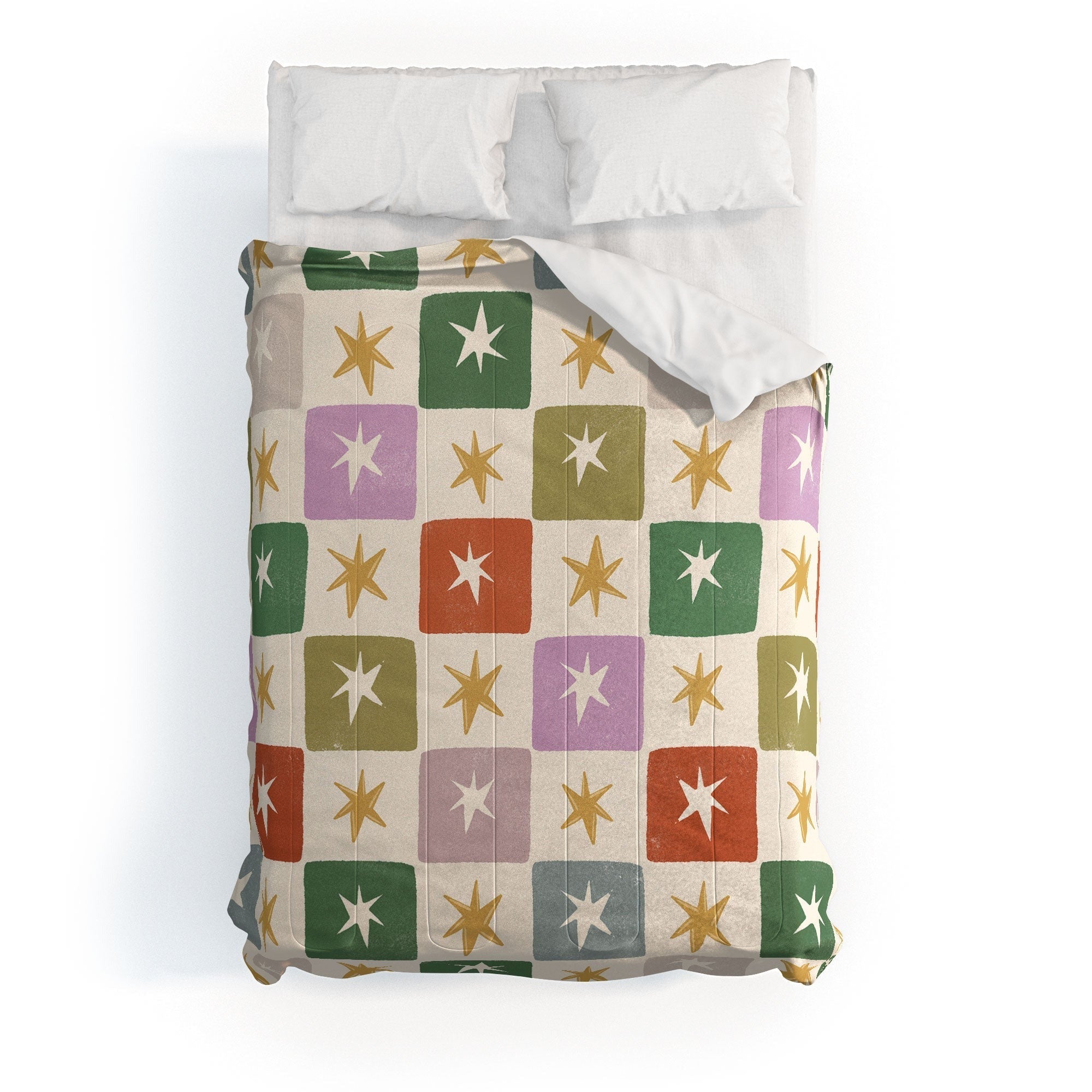 LouBruzzoni Retro Star Block Pattern Comforter