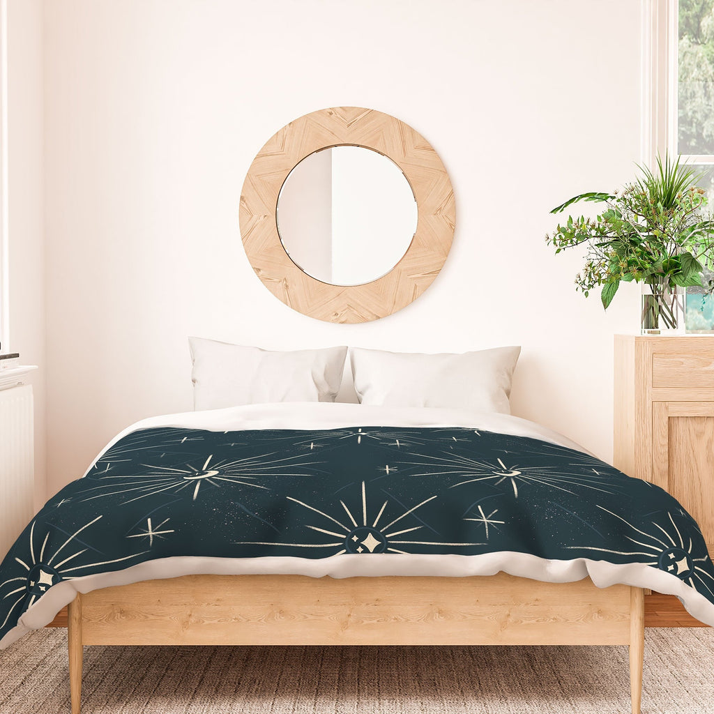 Little Om Pattern Little Moon navy Duvet Cover