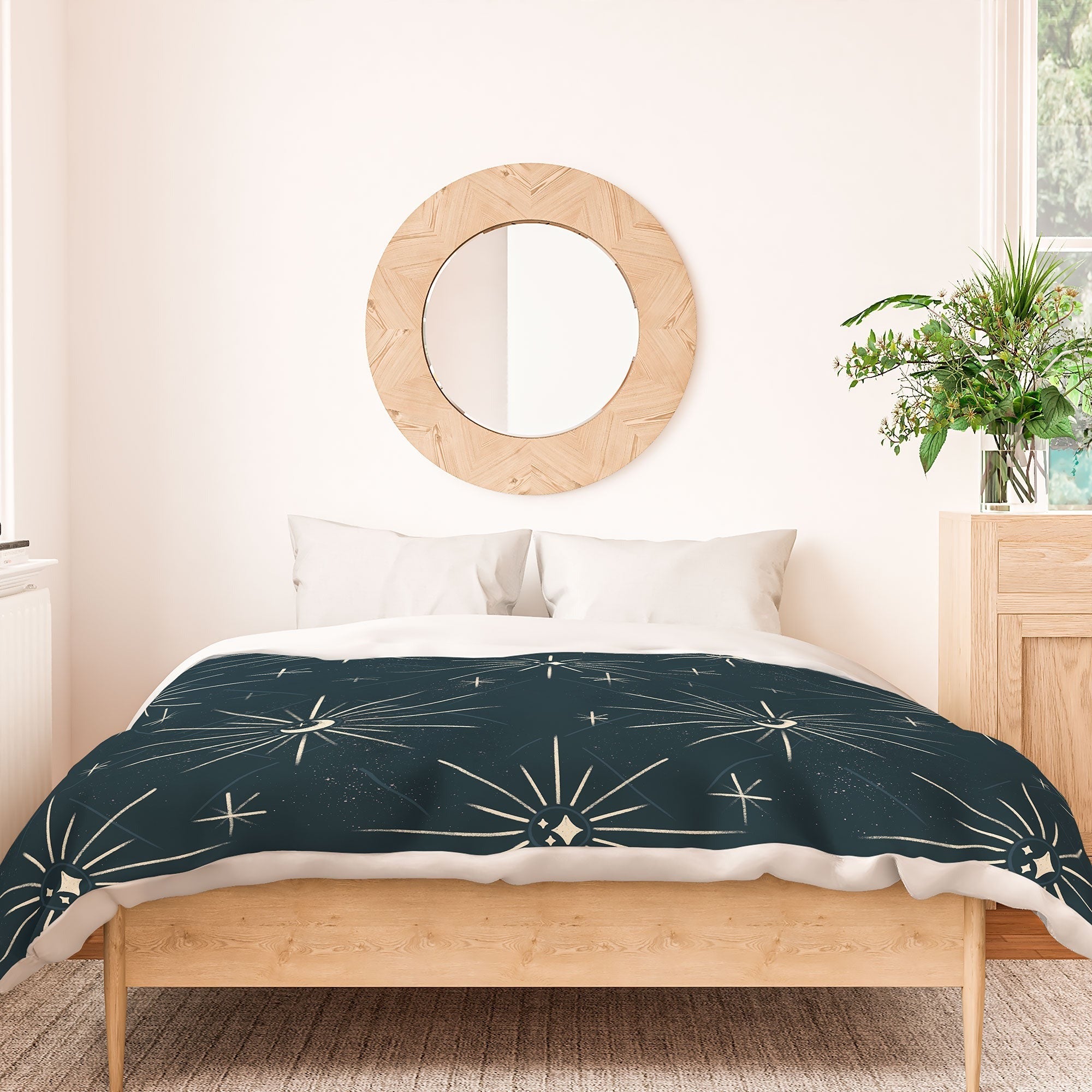 Little Om Pattern Little Moon navy Duvet Cover
