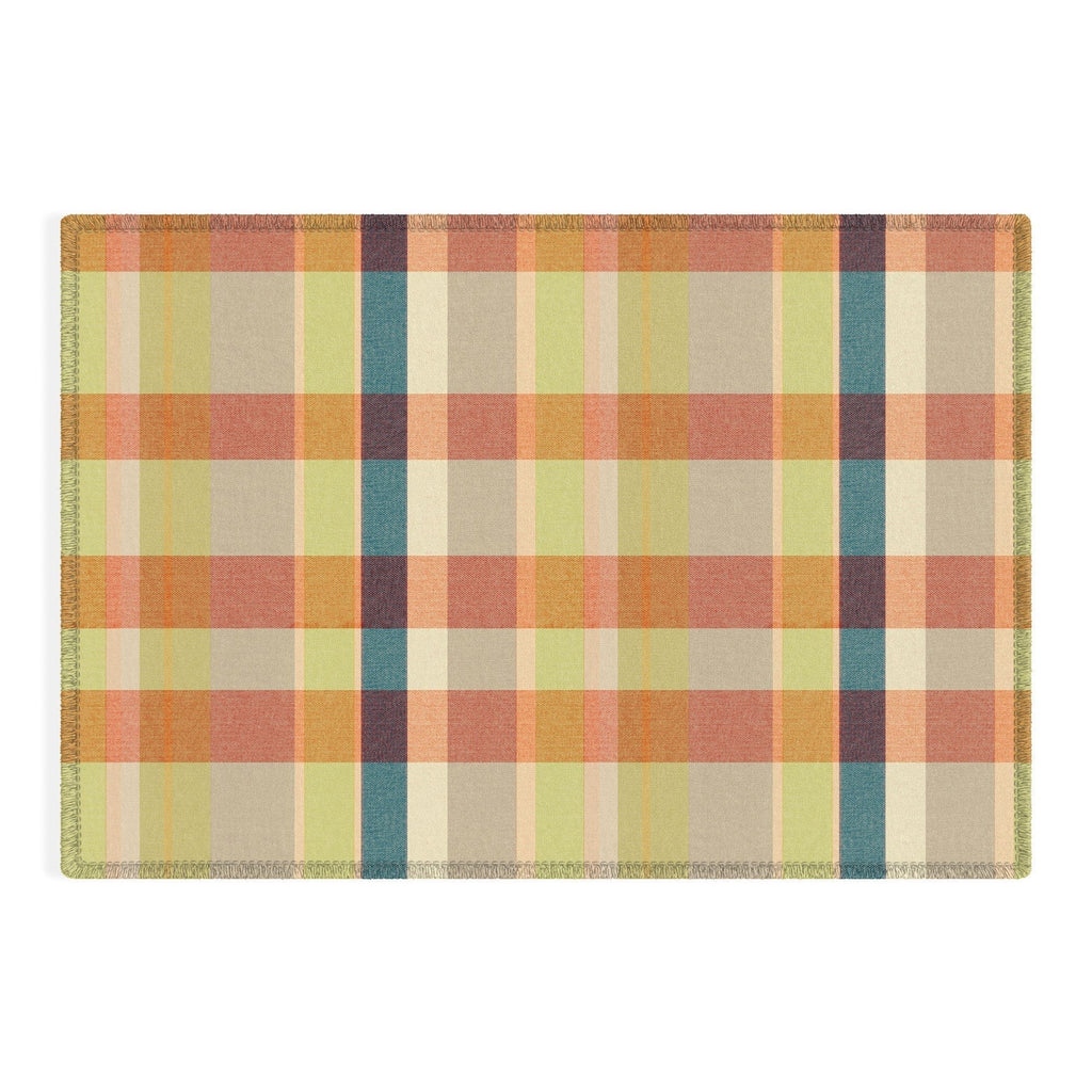 Marta Barragan Camarasa Retro Picnic Plaid Warm Tones Outdoor Rug
