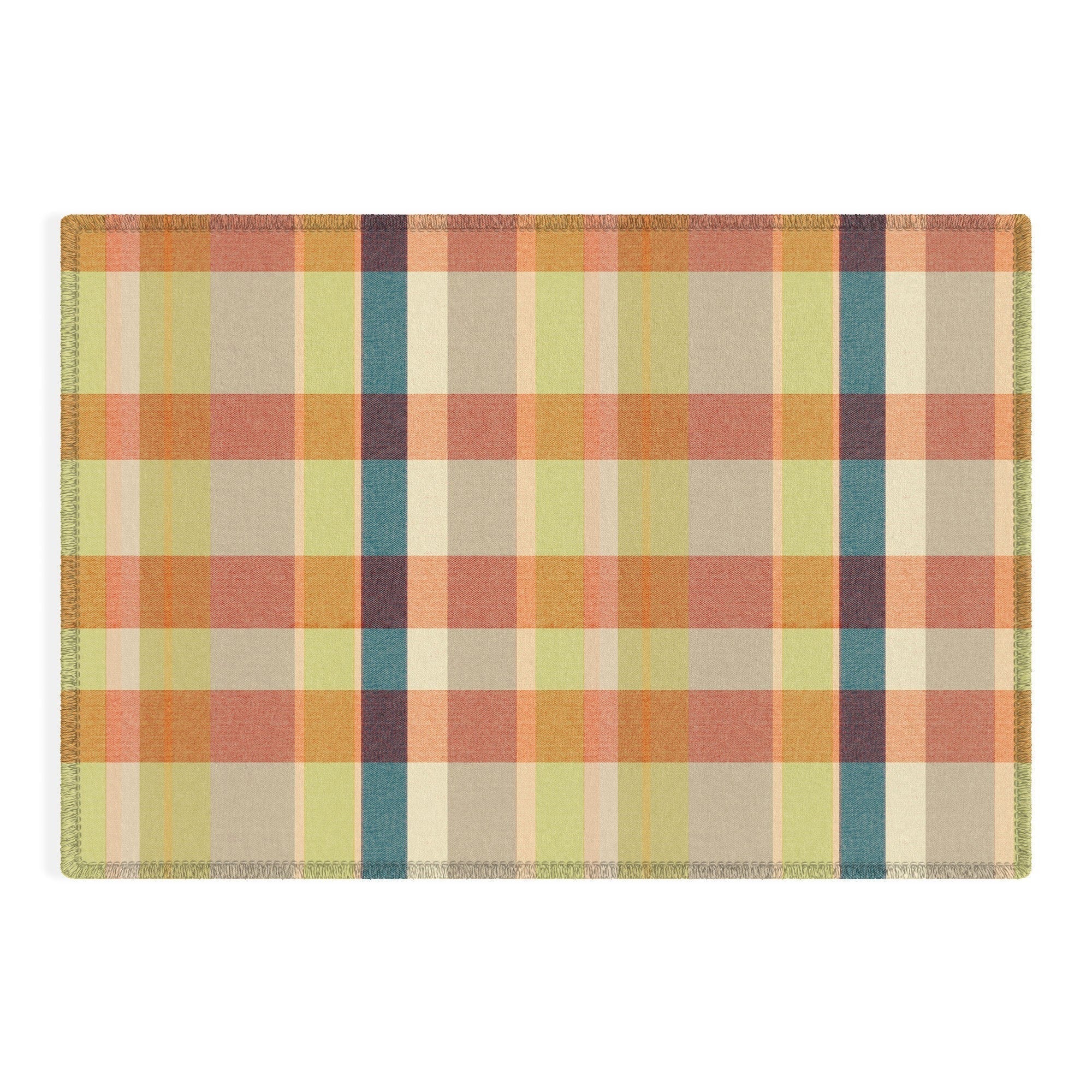 Marta Barragan Camarasa Retro Picnic Plaid Warm Tones Outdoor Rug