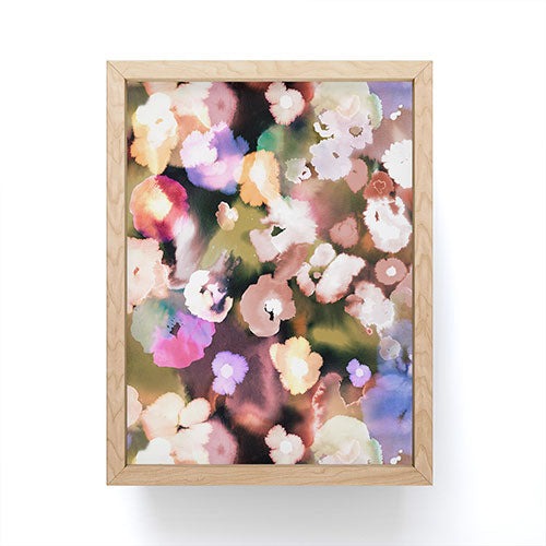 Ninola Design Botanic Retreat Ombre Abstract Watercolor Flowers Pink gold Framed Mini Art Print