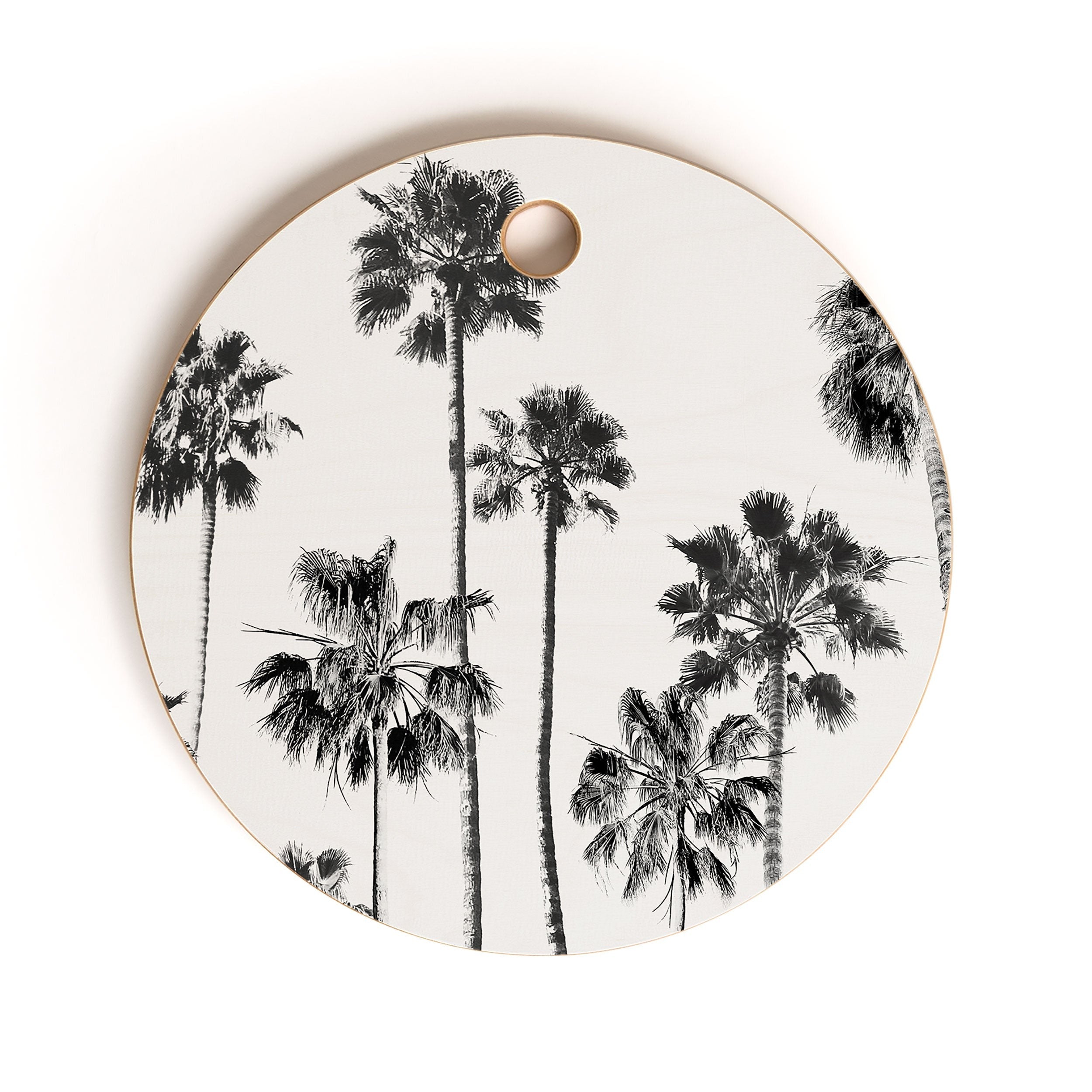 Gal Design Black And White Palms Cutting Board Round