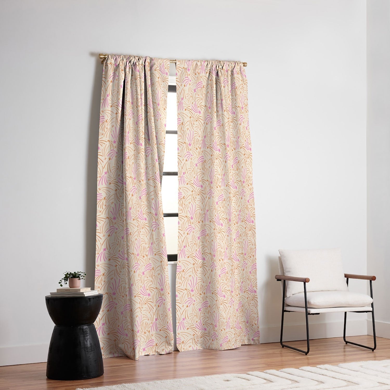 Little Om Pattern Shooting Stars cream Blackout Window Curtain