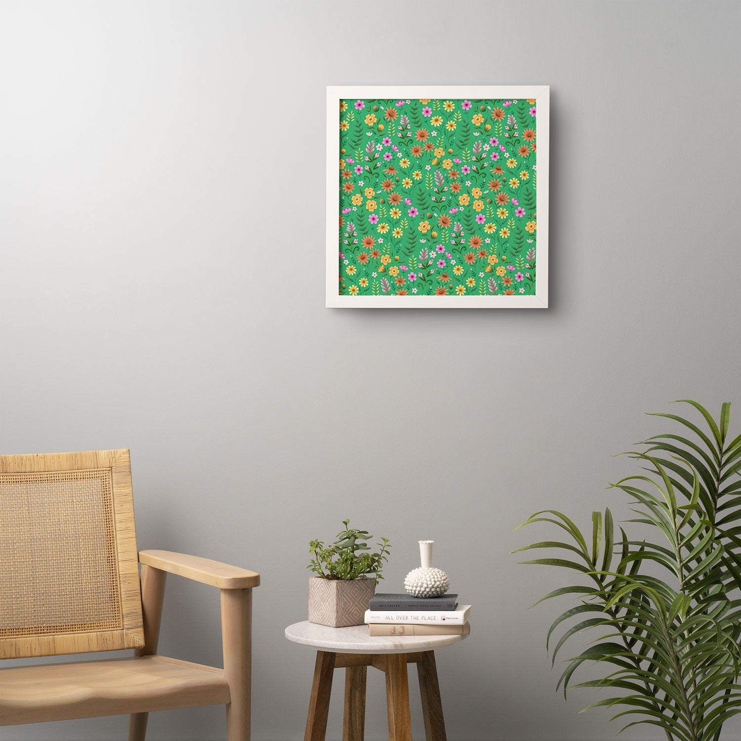 Pimlada Phuapradit Ditsy Spring Floral Green Framed Wall Art