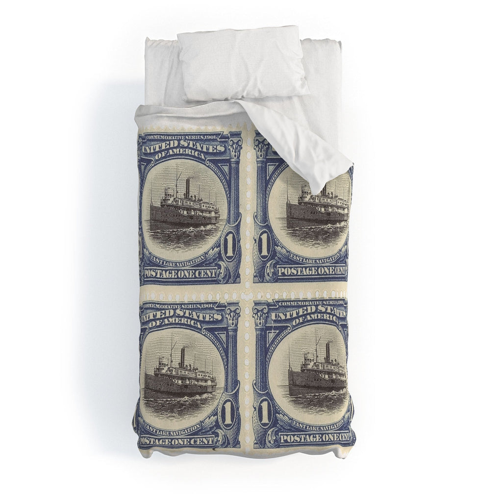 DENY Designs 1901 1c Fast Lake Navigation Stamps Duvet Cover