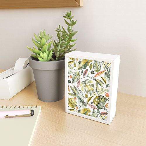 Ninola Design Botanic Retreat Tropical Jungle Leaves Botanical Green Orange Framed Mini Art Print