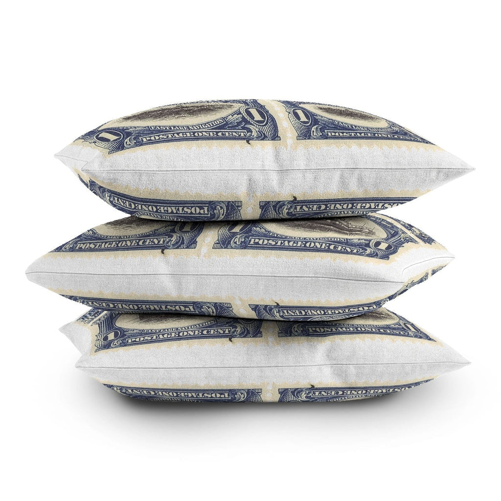 DENY Designs 1901 1c Fast Lake Navigation Stamps Outdoor Throw Pillow