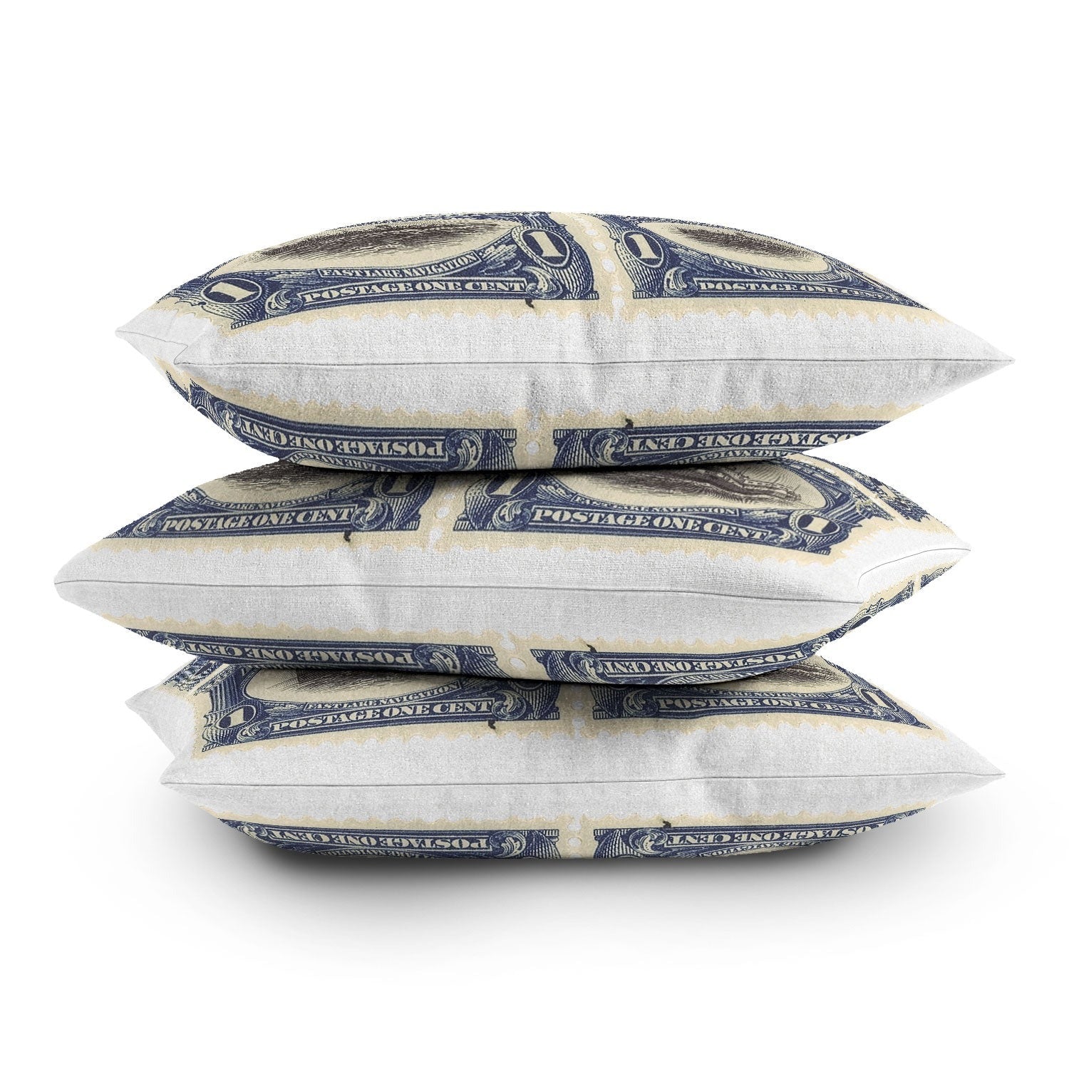 DENY Designs 1901 1c Fast Lake Navigation Stamps Outdoor Throw Pillow