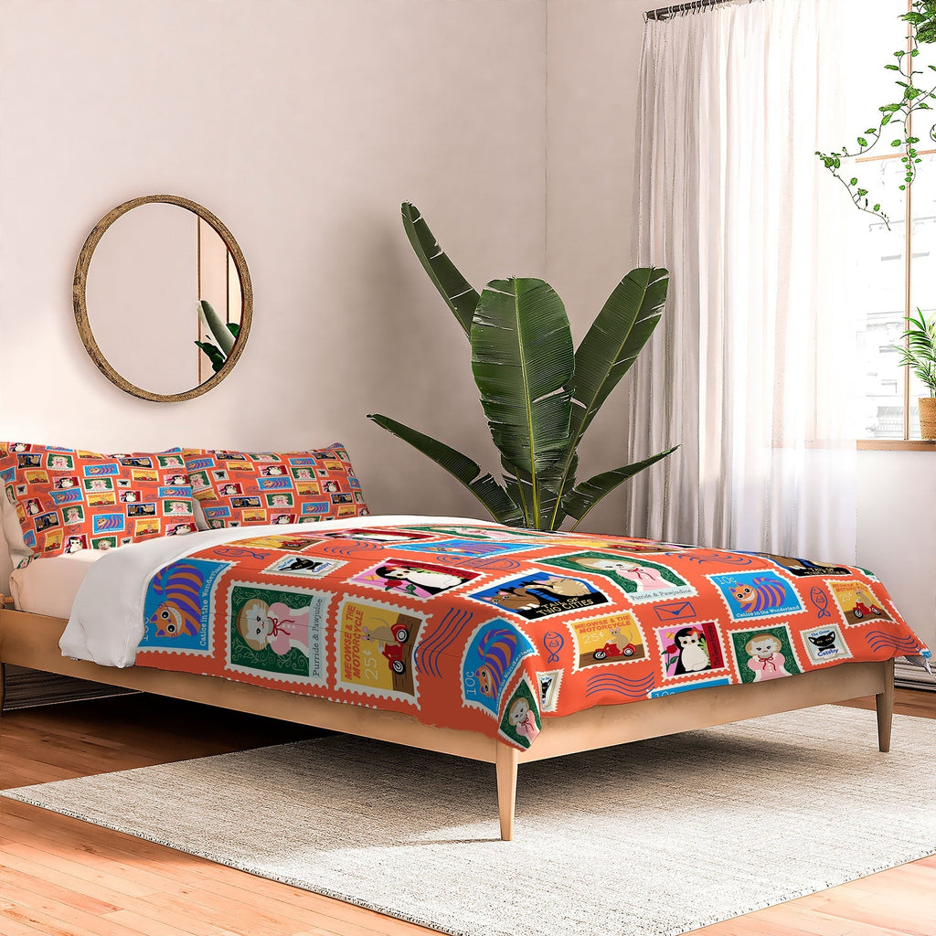 Design by Spark Classic Book Cat Stamps Comforter