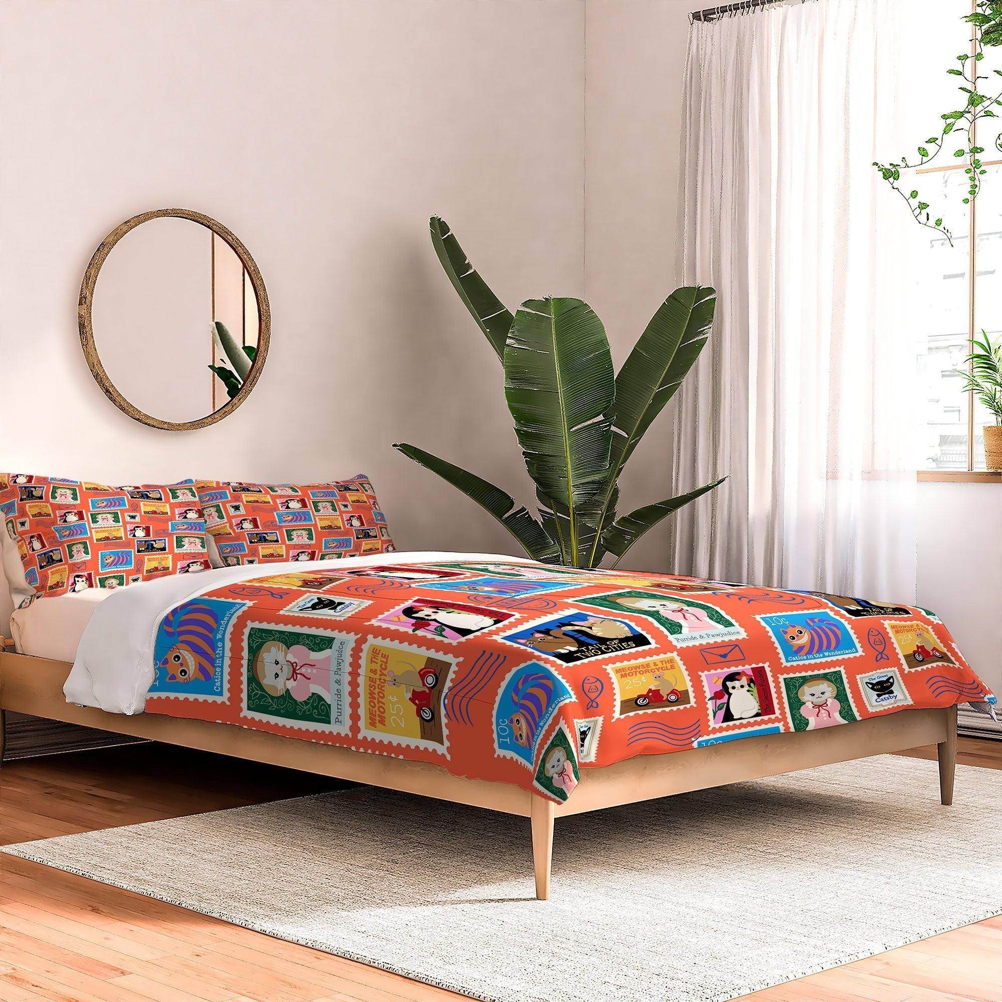 Design by Spark Classic Book Cat Stamps Comforter