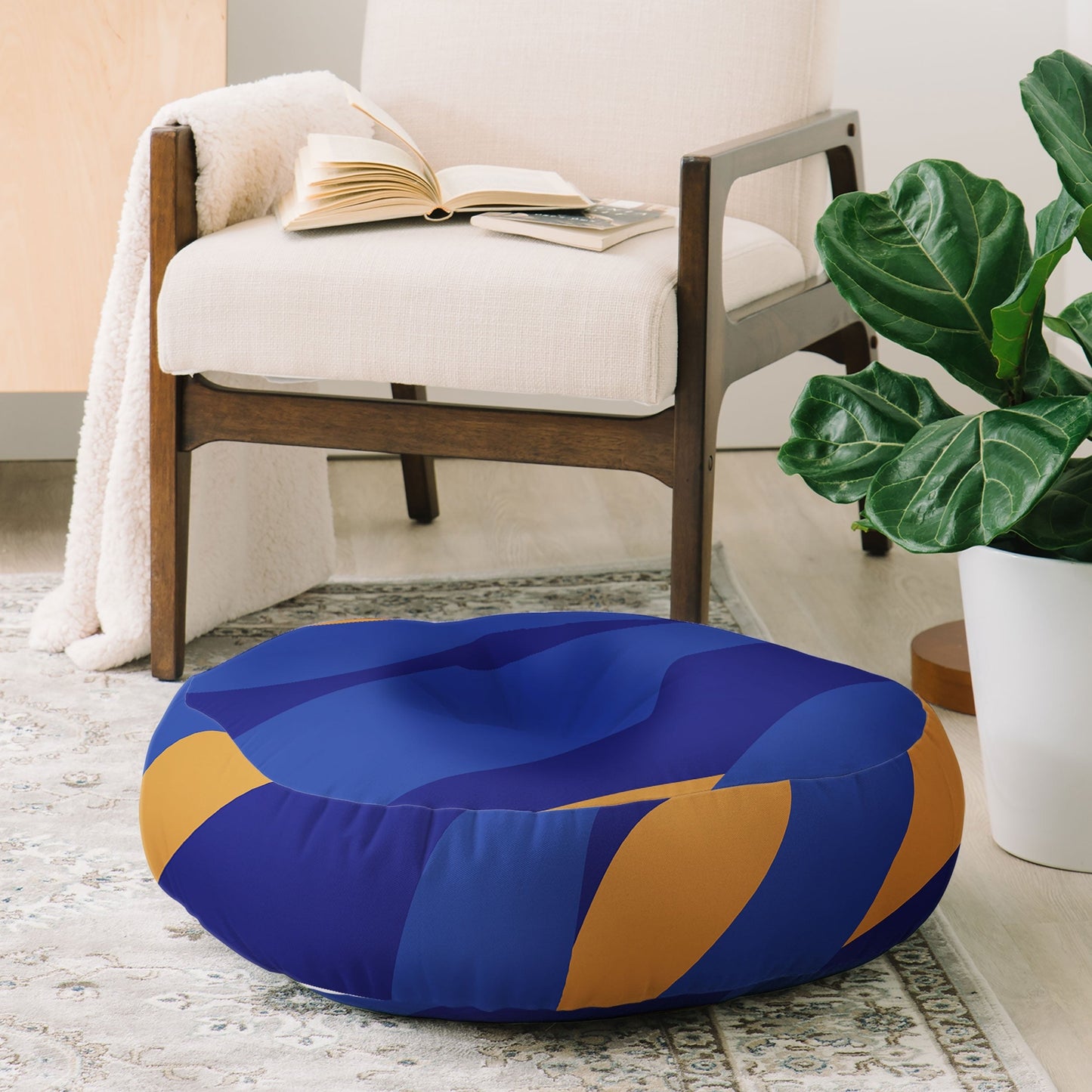 Camilla Foss Pebbles in Stream Floor Pillow Round