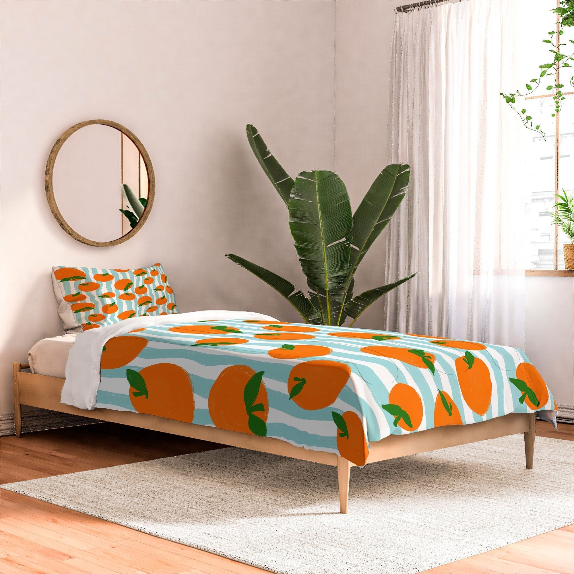 Design by Spark Zesty Oranges and Stripes Comforter