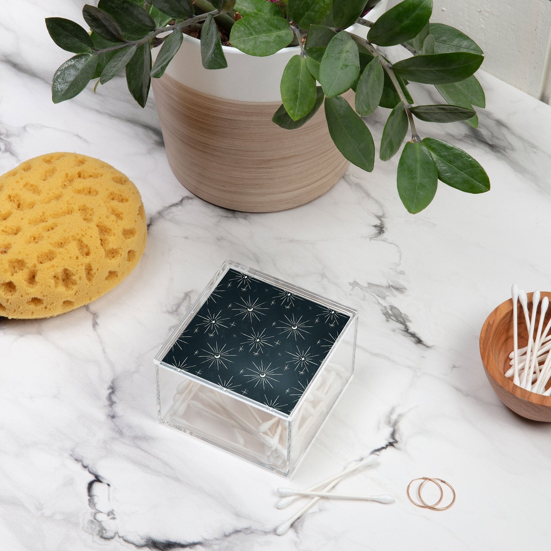Little Om Pattern Little Moon navy Acrylic Box