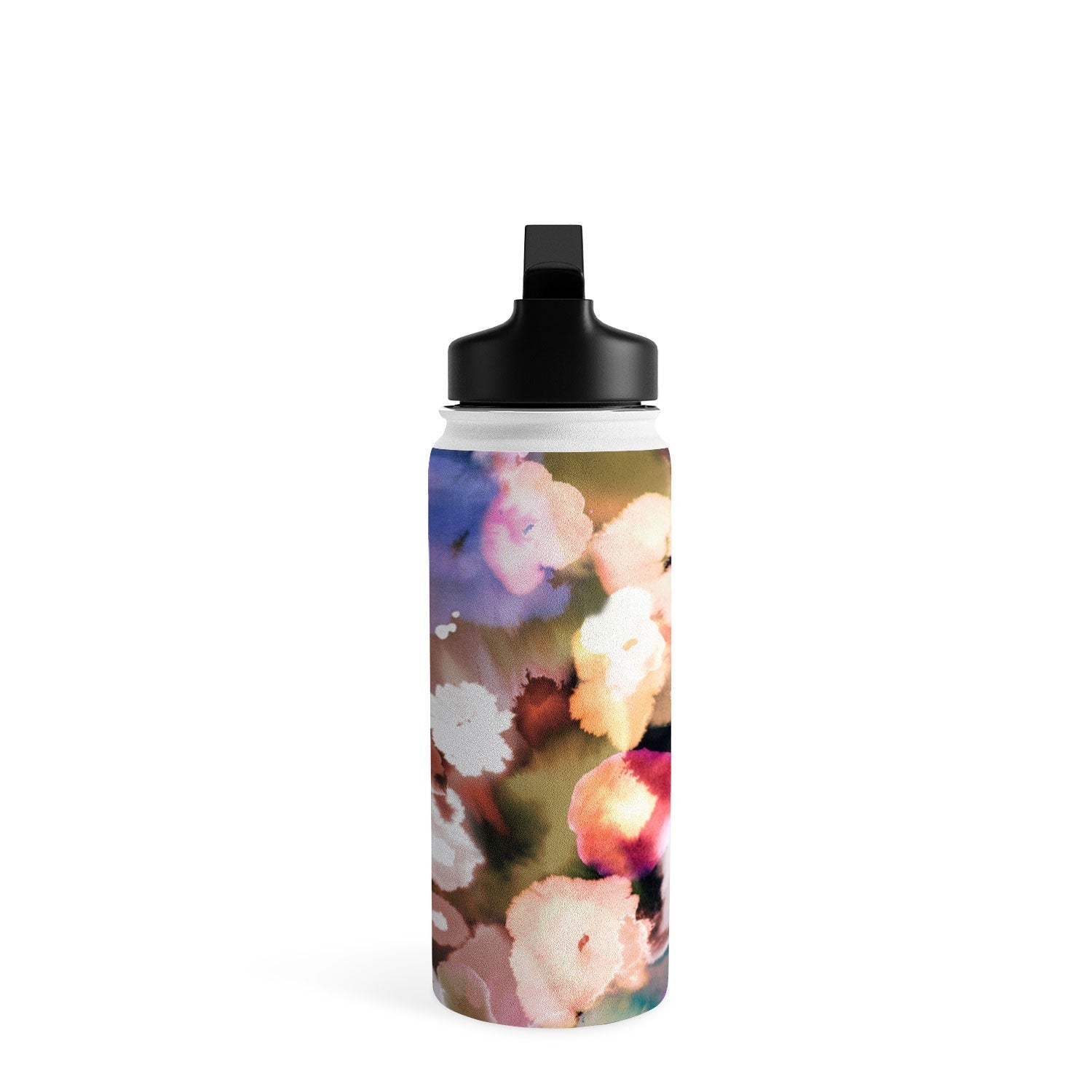 Ninola Design Botanic Retreat Ombre Abstract Watercolor Flowers Pink gold Water Bottle