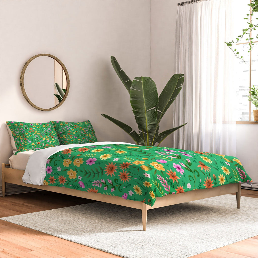 Pimlada Phuapradit Ditsy Spring Floral Green Comforter