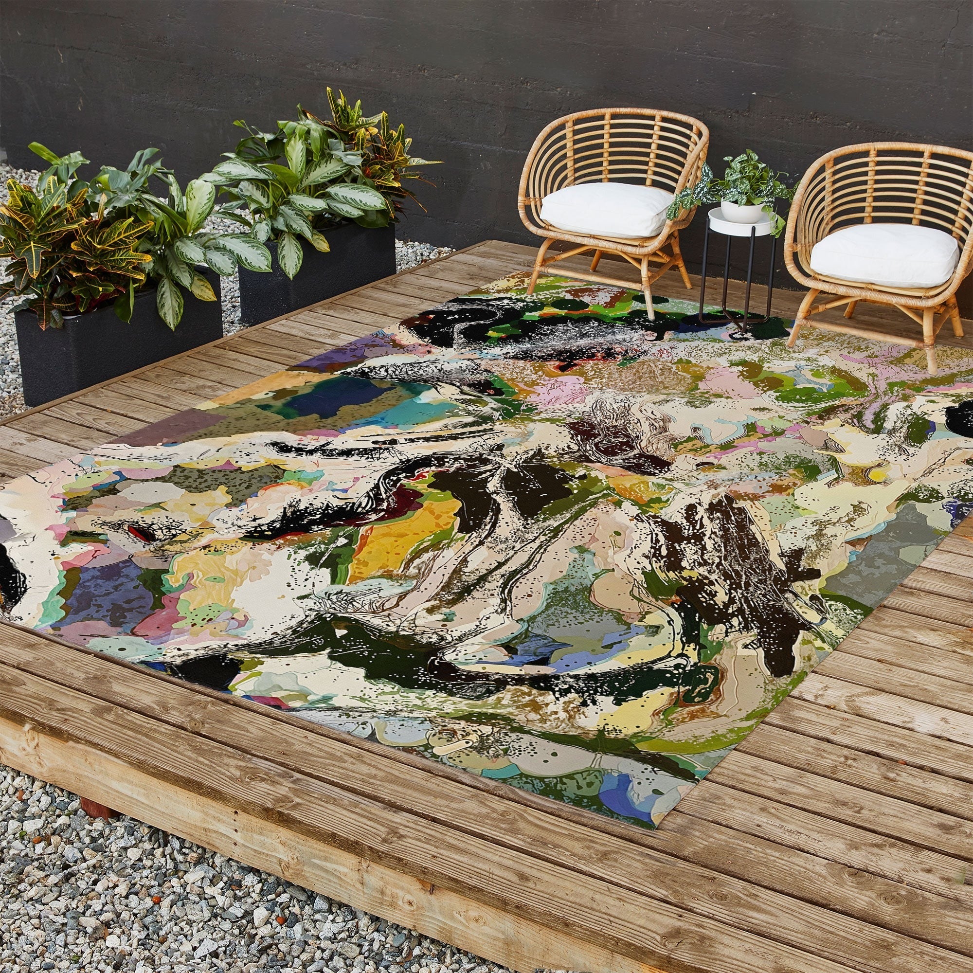 83 Oranges Echoes Beneath the Surface Outdoor Rug