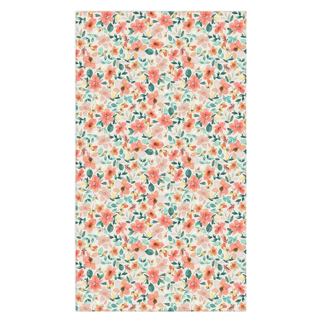 Ninola Design Botanic Retreat Tropical Whimsical Flowers Coral Green Tablecloth