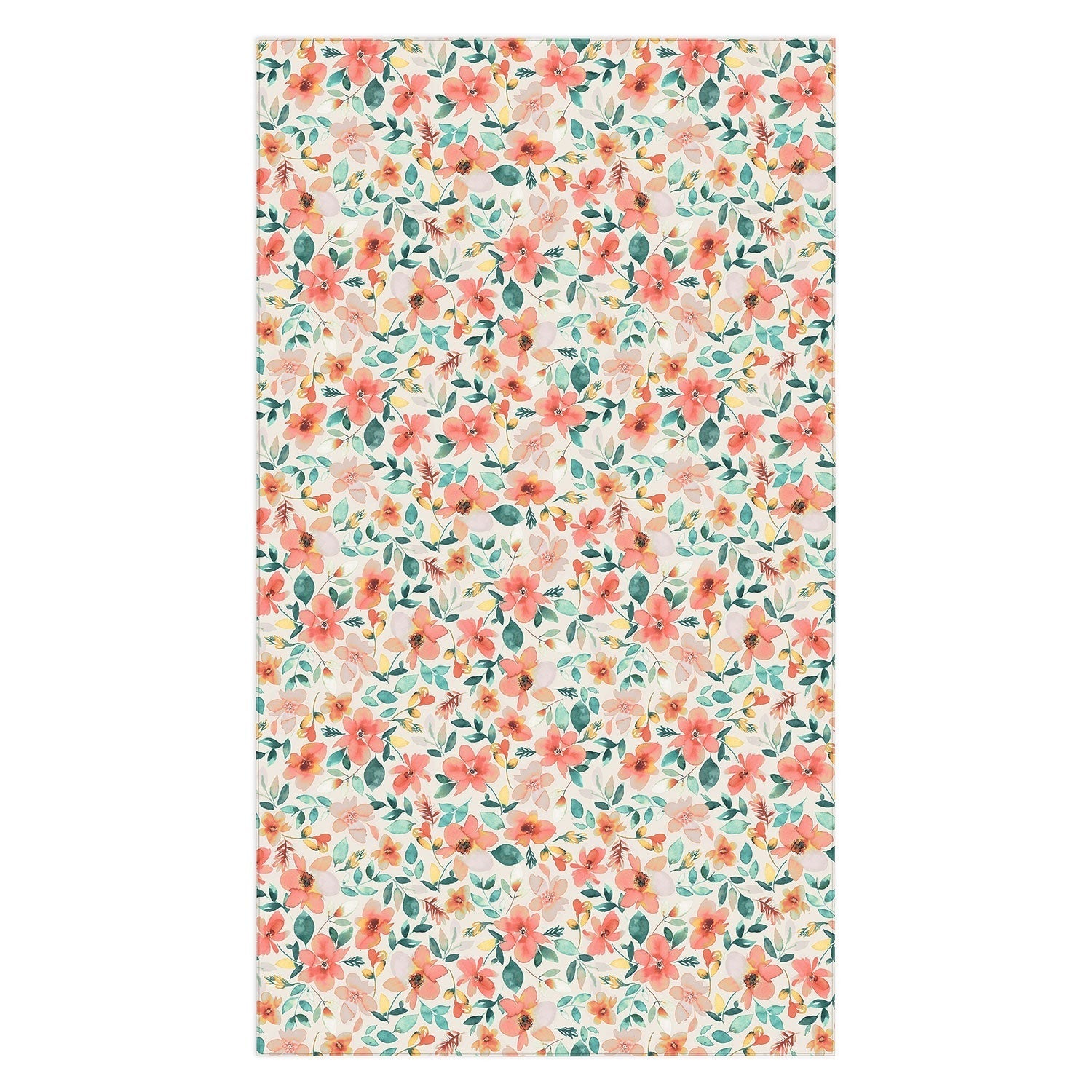 Ninola Design Botanic Retreat Tropical Whimsical Flowers Coral Green Tablecloth