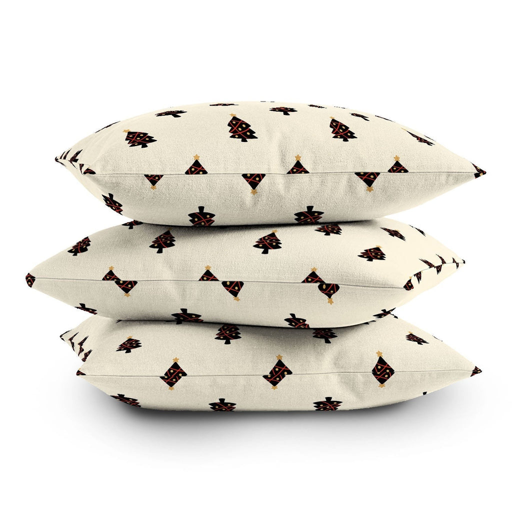 Design by Spark Black And Gold Christmas Tree Throw Pillow