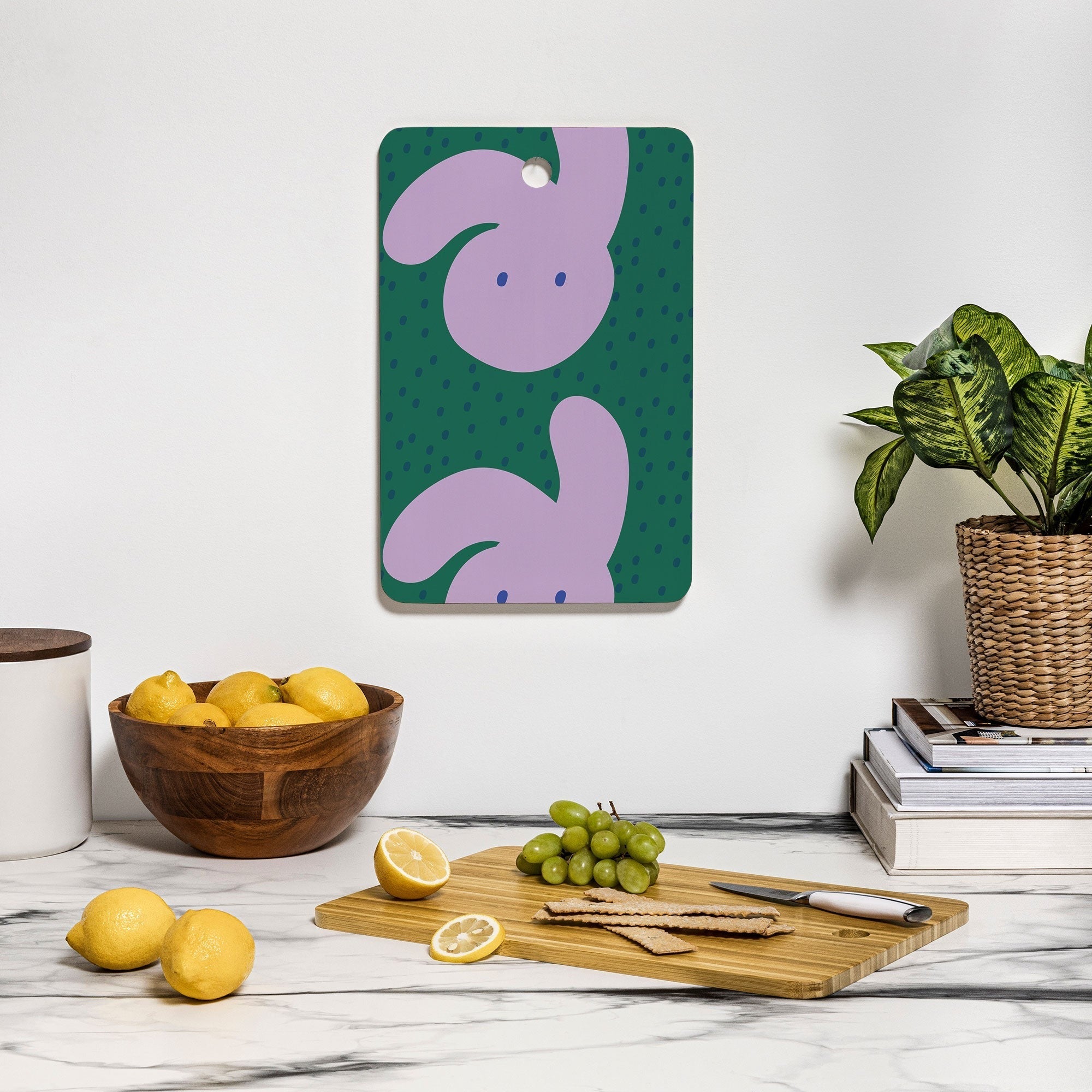 Camilla Foss Pebbles and Rabbit Cutting Board Rectangle
