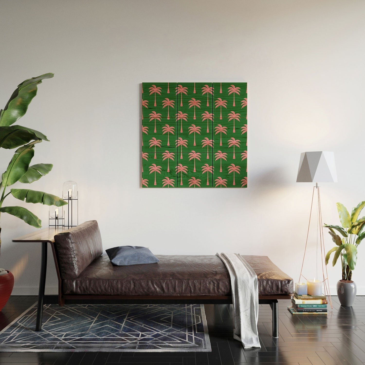 Design by Spark Pink Palm Tree Oasis Wood Wall Mural