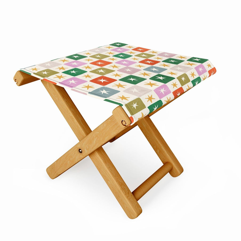 LouBruzzoni Retro Star Block Pattern Folding Stool