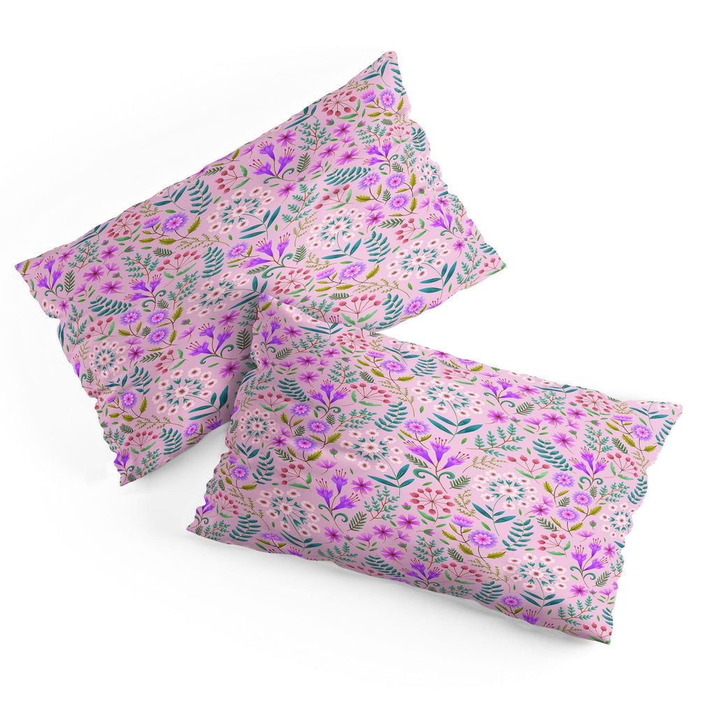 Pimlada Phuapradit Ditsy Purple Floral Half Drop Pillow Shams