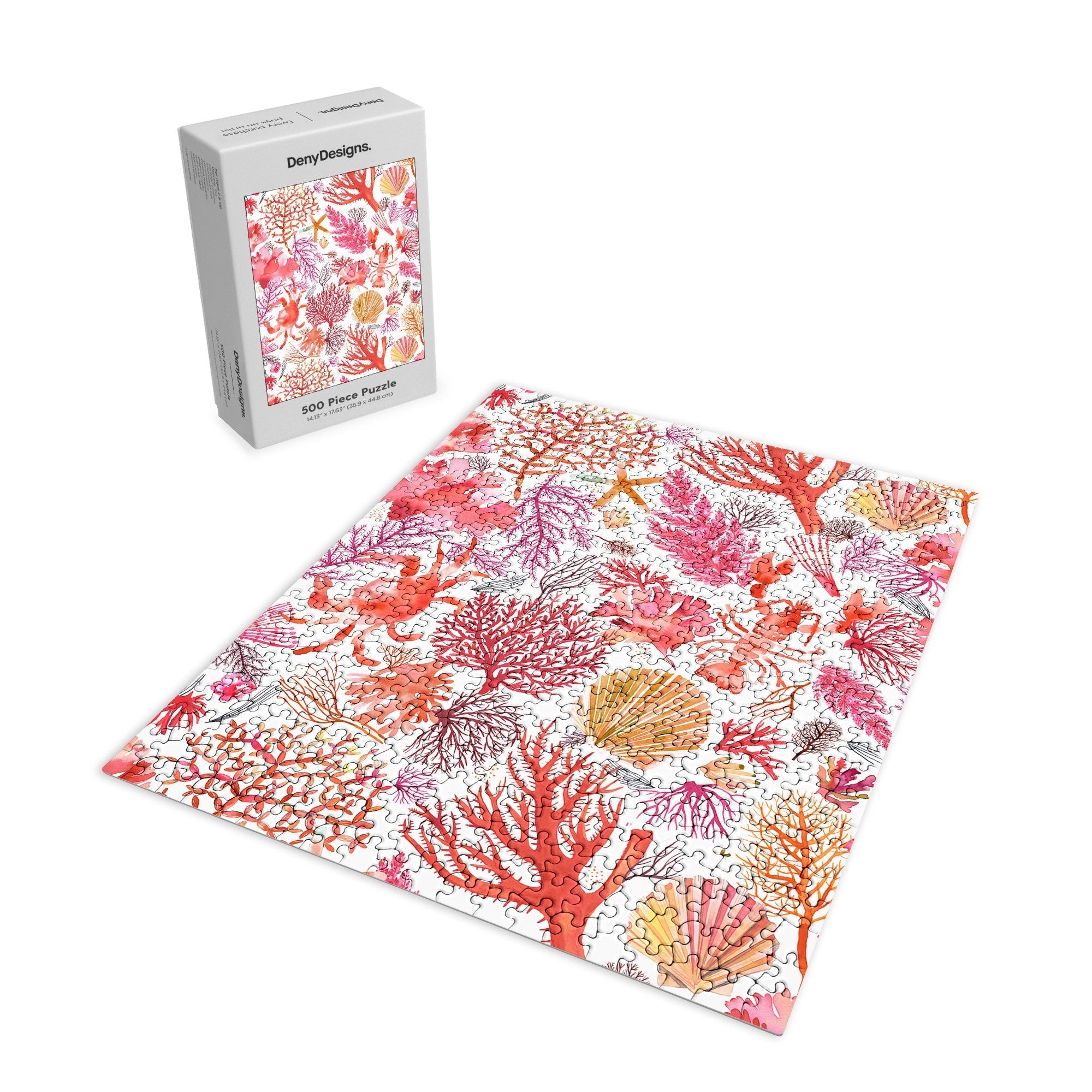 Ninola Design Botanic Retreat Coral Reef Crab Lobster Red Puzzle