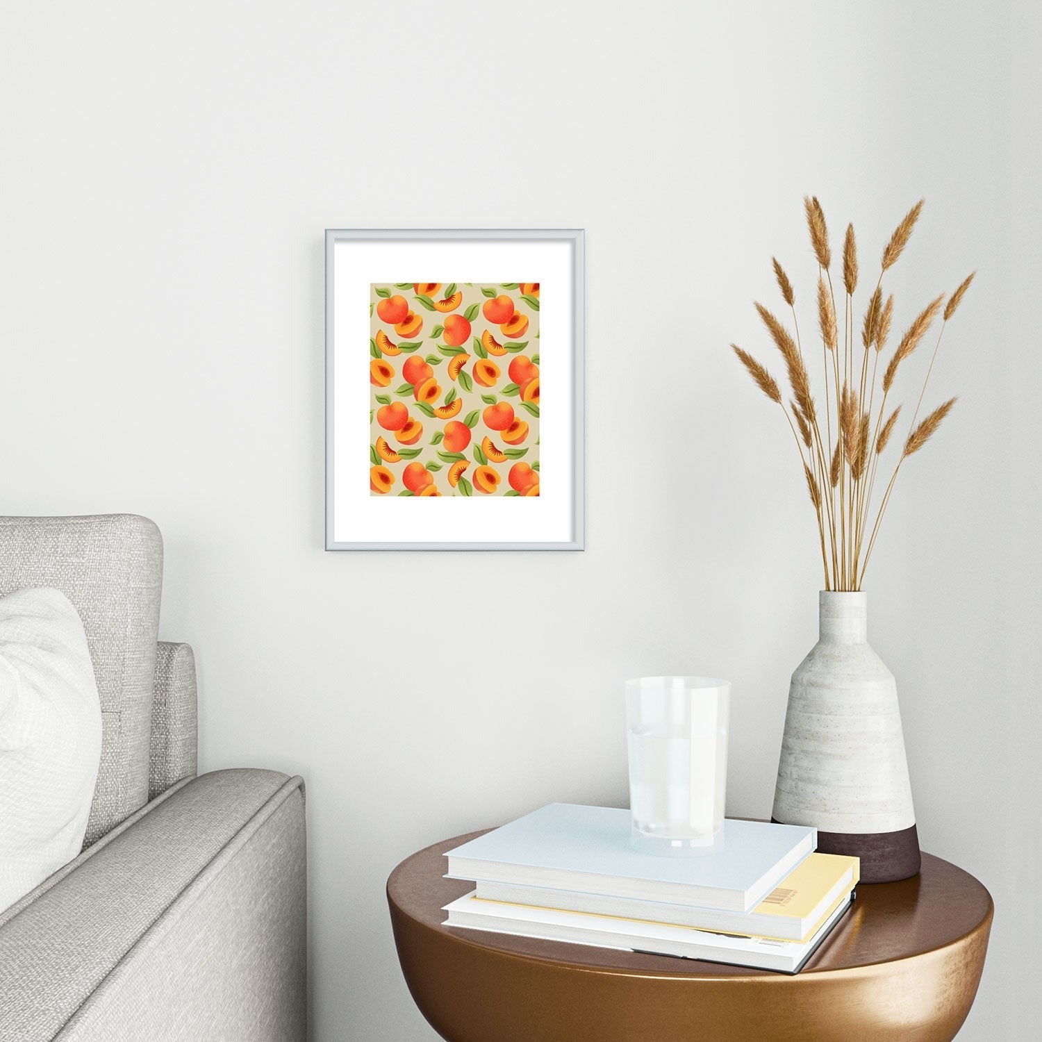 Jessica Molina Peach Pattern Metal Framed Art Print