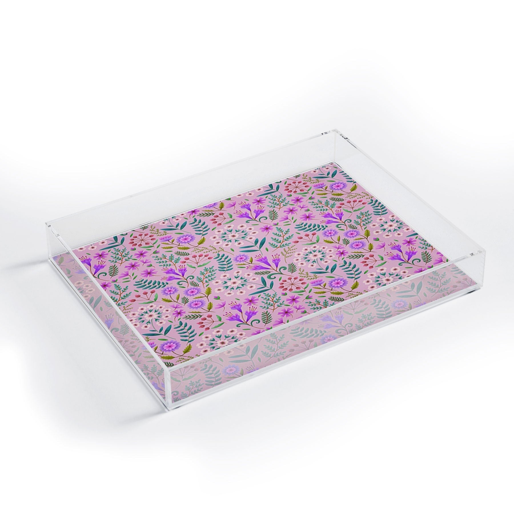 Pimlada Phuapradit Ditsy Purple Floral Half Drop Acrylic Tray