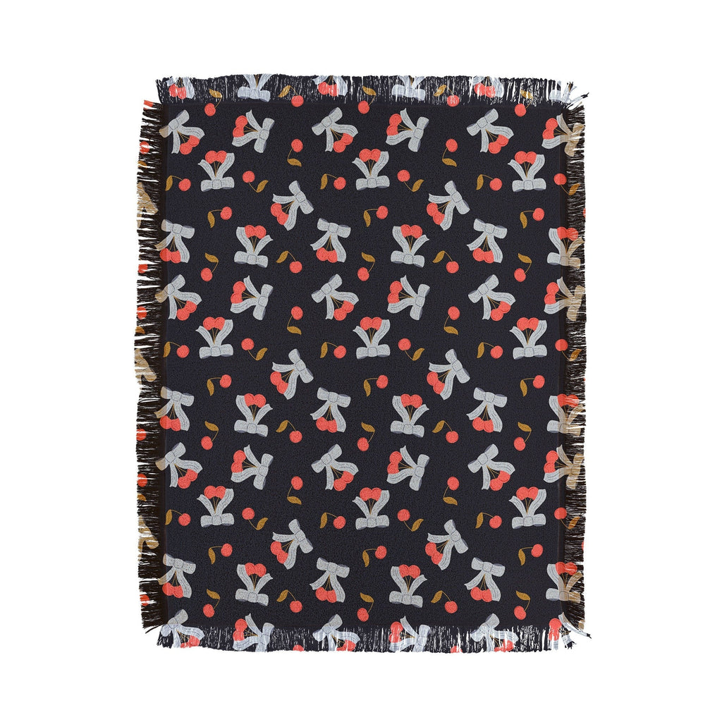 Jennifer Labre Cherries and Bows Throw Blanket