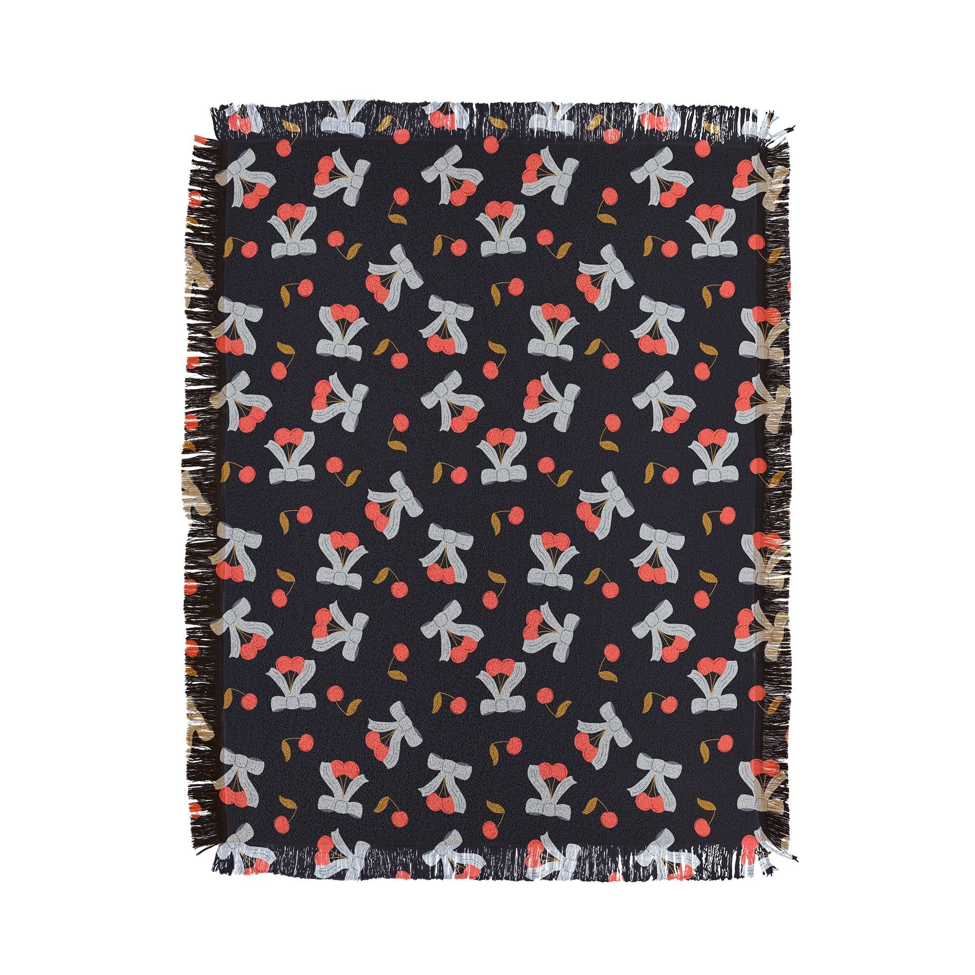 Jennifer Labre Cherries and Bows Throw Blanket