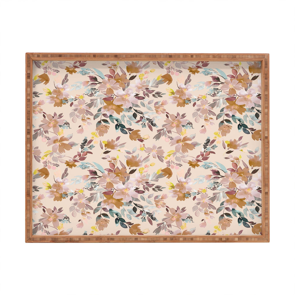 Ninola Design Botanic Retreat Floral Oleander Whimsical Soft Pink Rectangular Tray