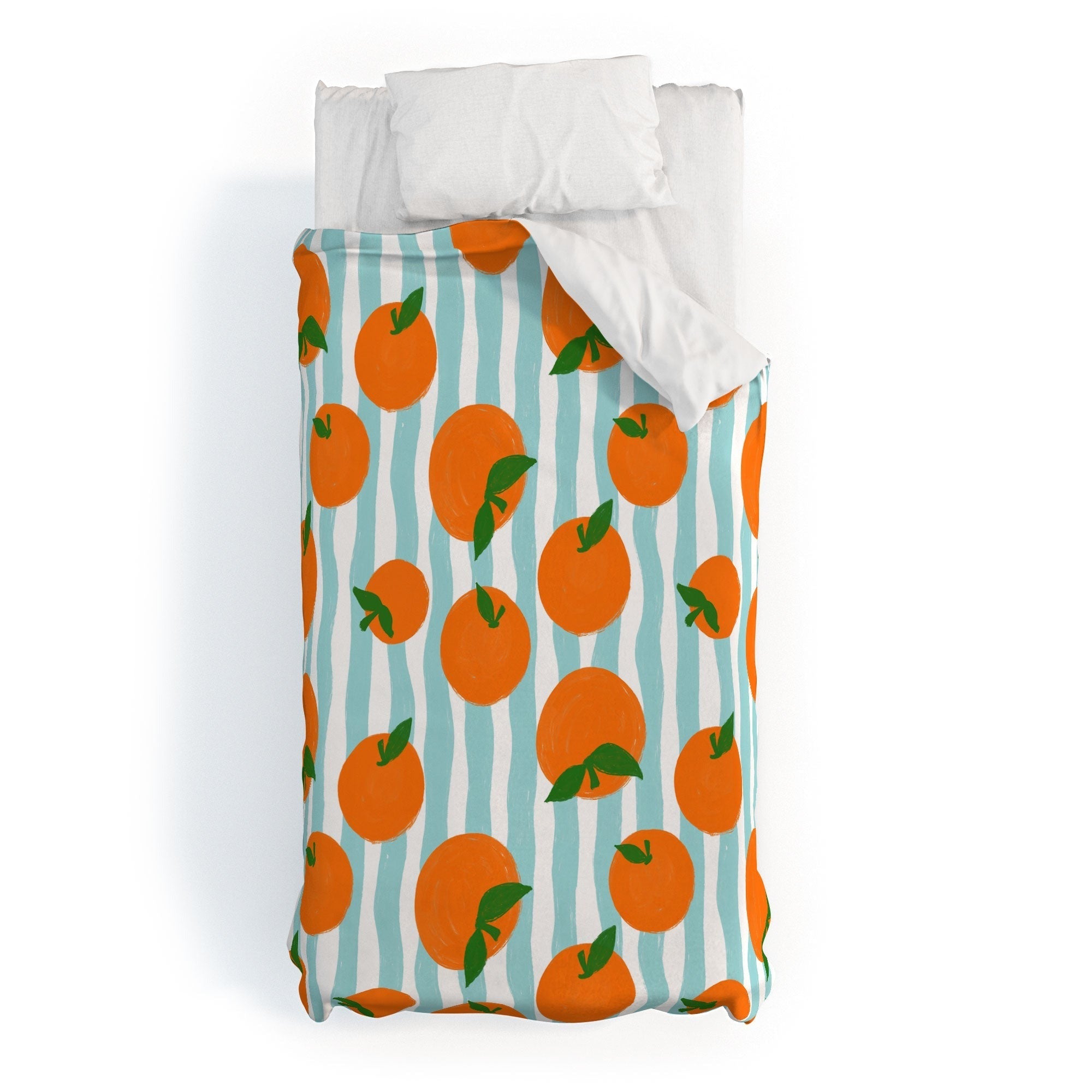 Design by Spark Zesty Oranges and Stripes Duvet Cover
